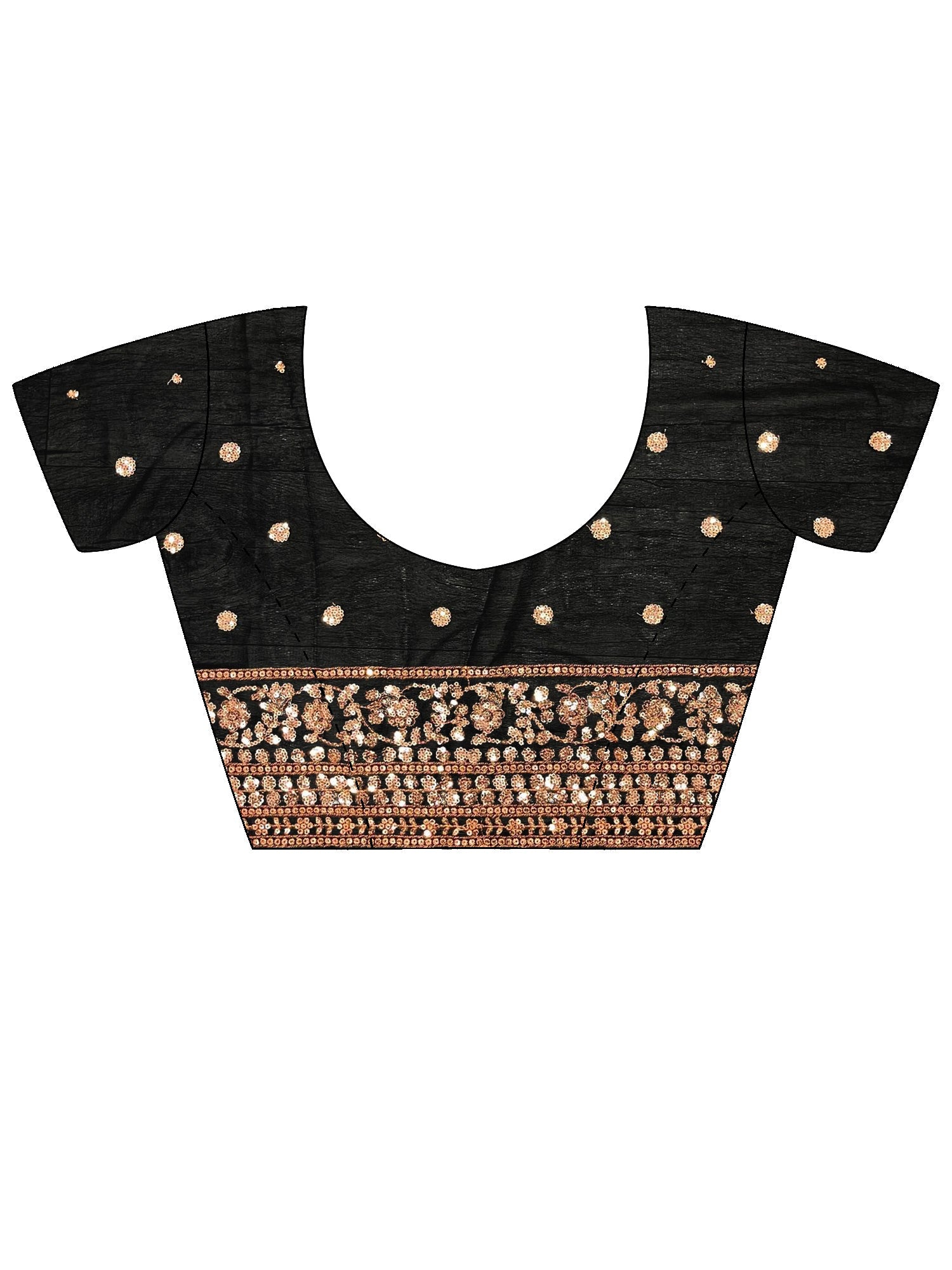 Black Georgette Copper Sequin Embroidery Saree - Ressa
