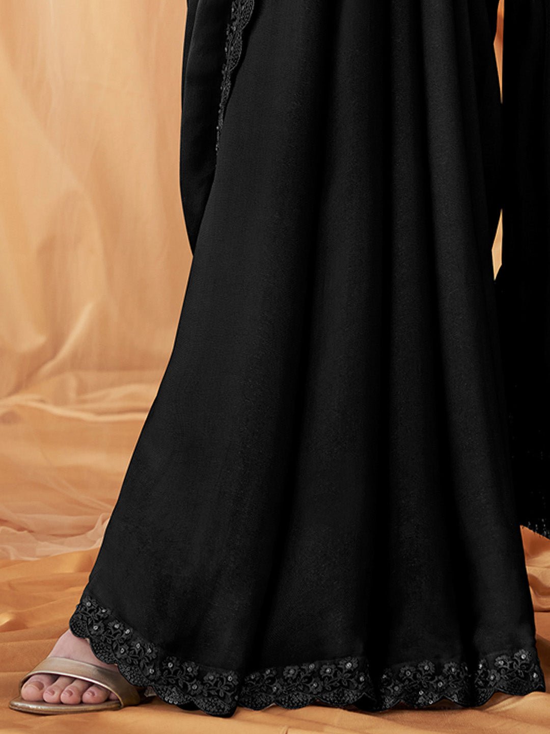 Black Georgette Emblished Party Wear Saree - Ressa