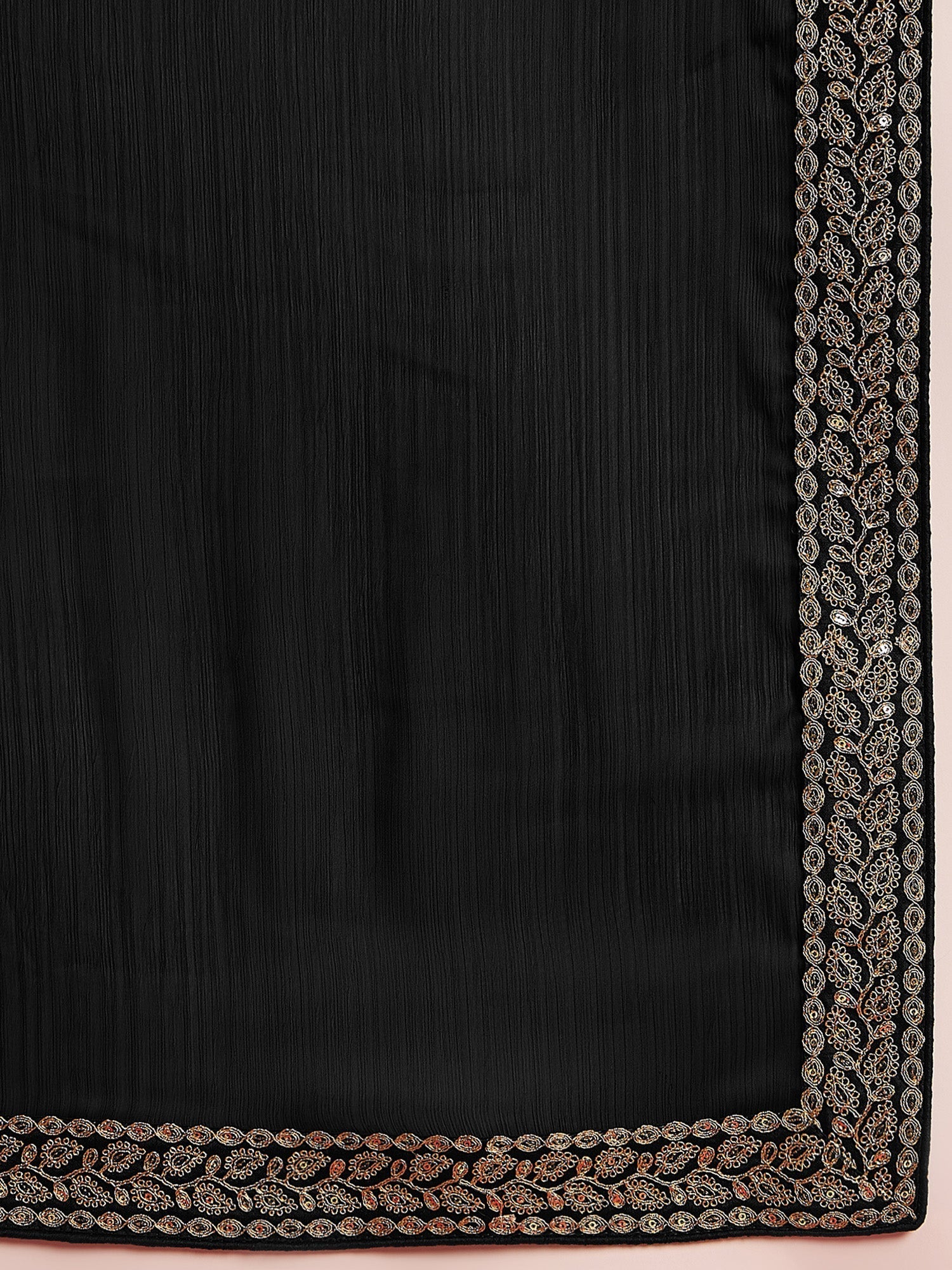 Black Georgette Embroidered Saree - Ressa