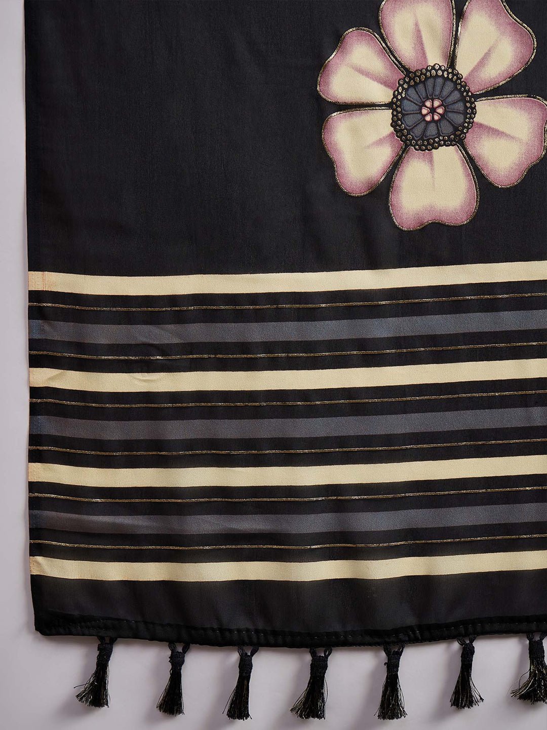 Black Georgette print saree - Ressa