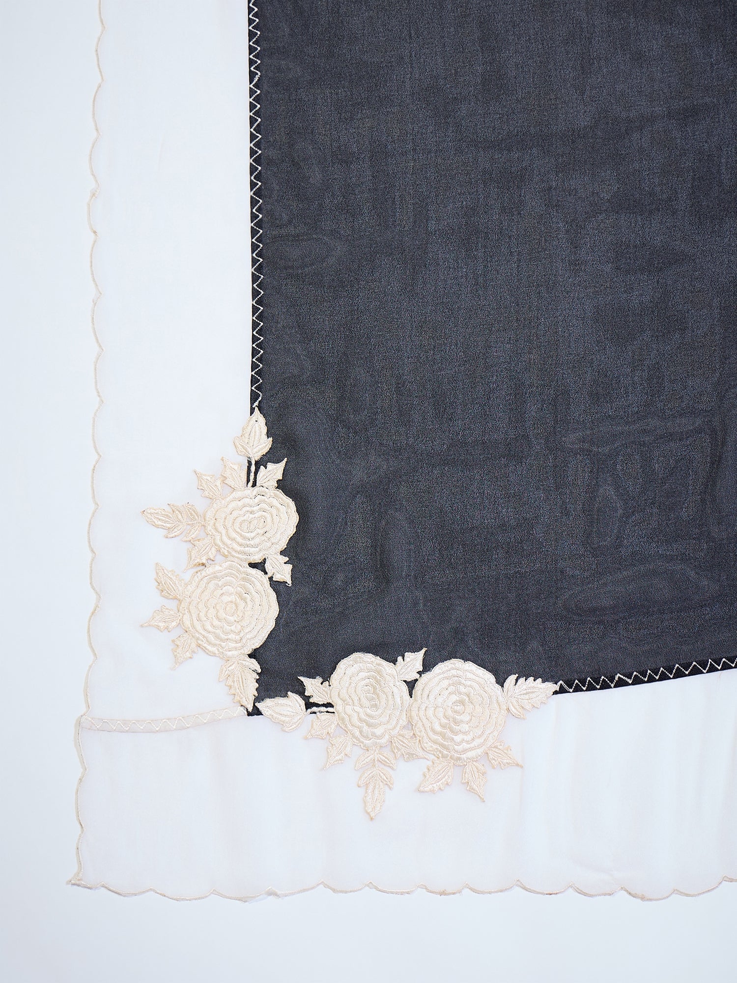 Black Georgette Saree with Contrast White Border - Ressa