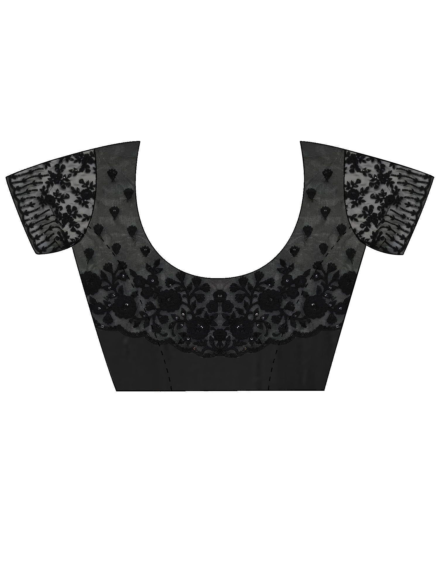 Black : Georgette Tone-on-Tone Embroidery Saree - Ressa