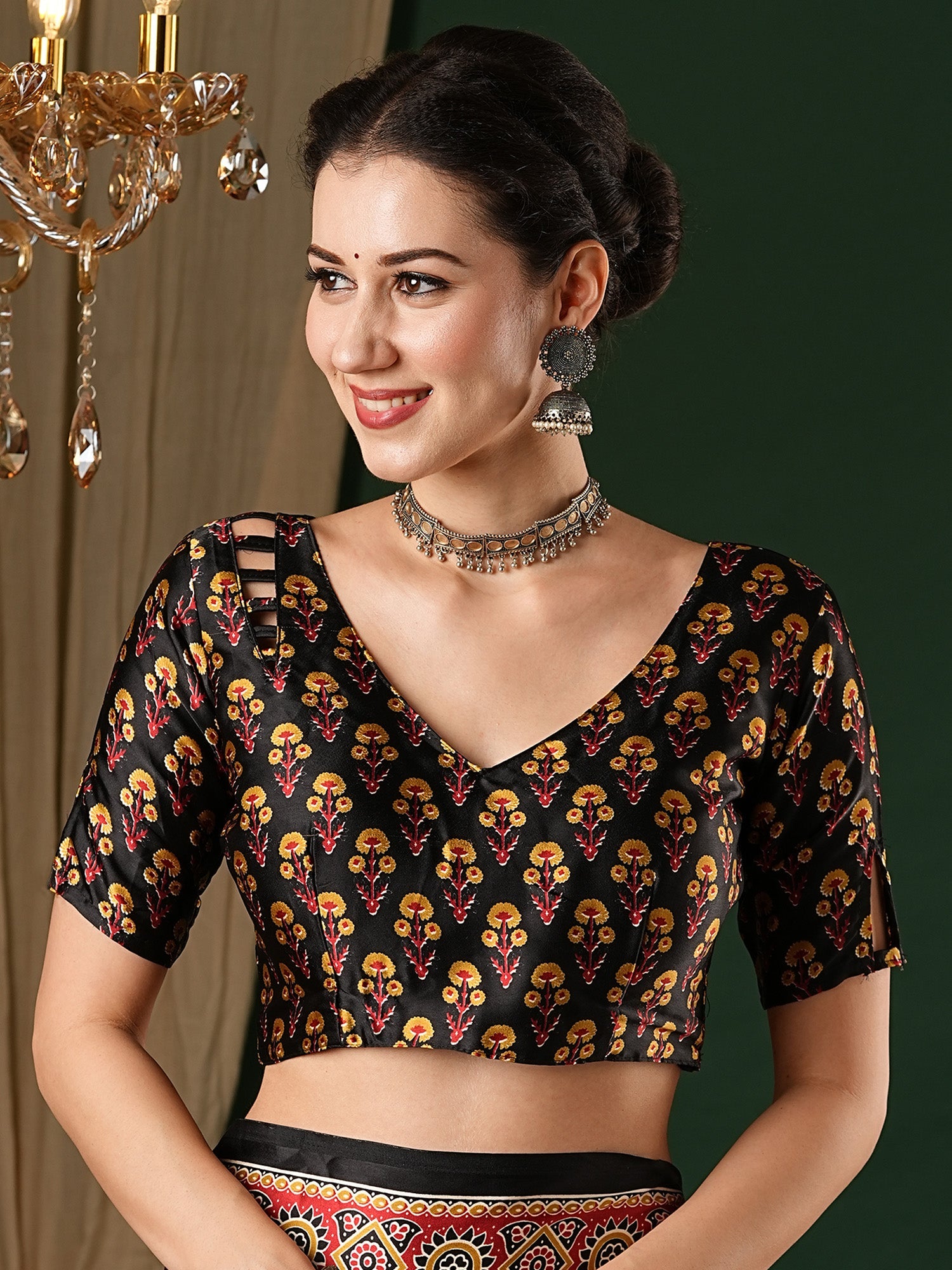 Black Kalamkari Print Saree - Ressa
