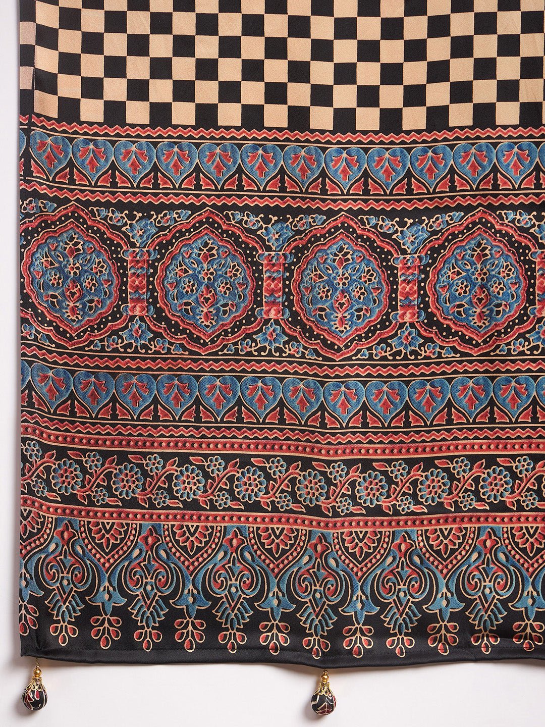 Black Kalamkari Print Silk Blend Saree - Ressa