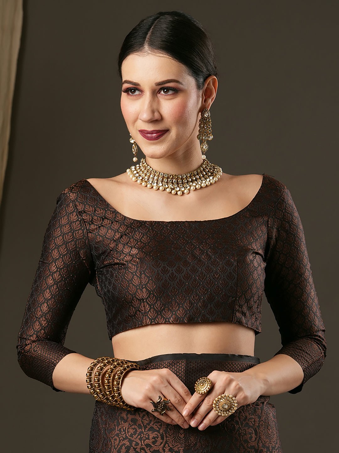 Black Kashmiri Silk Saree - Ressa