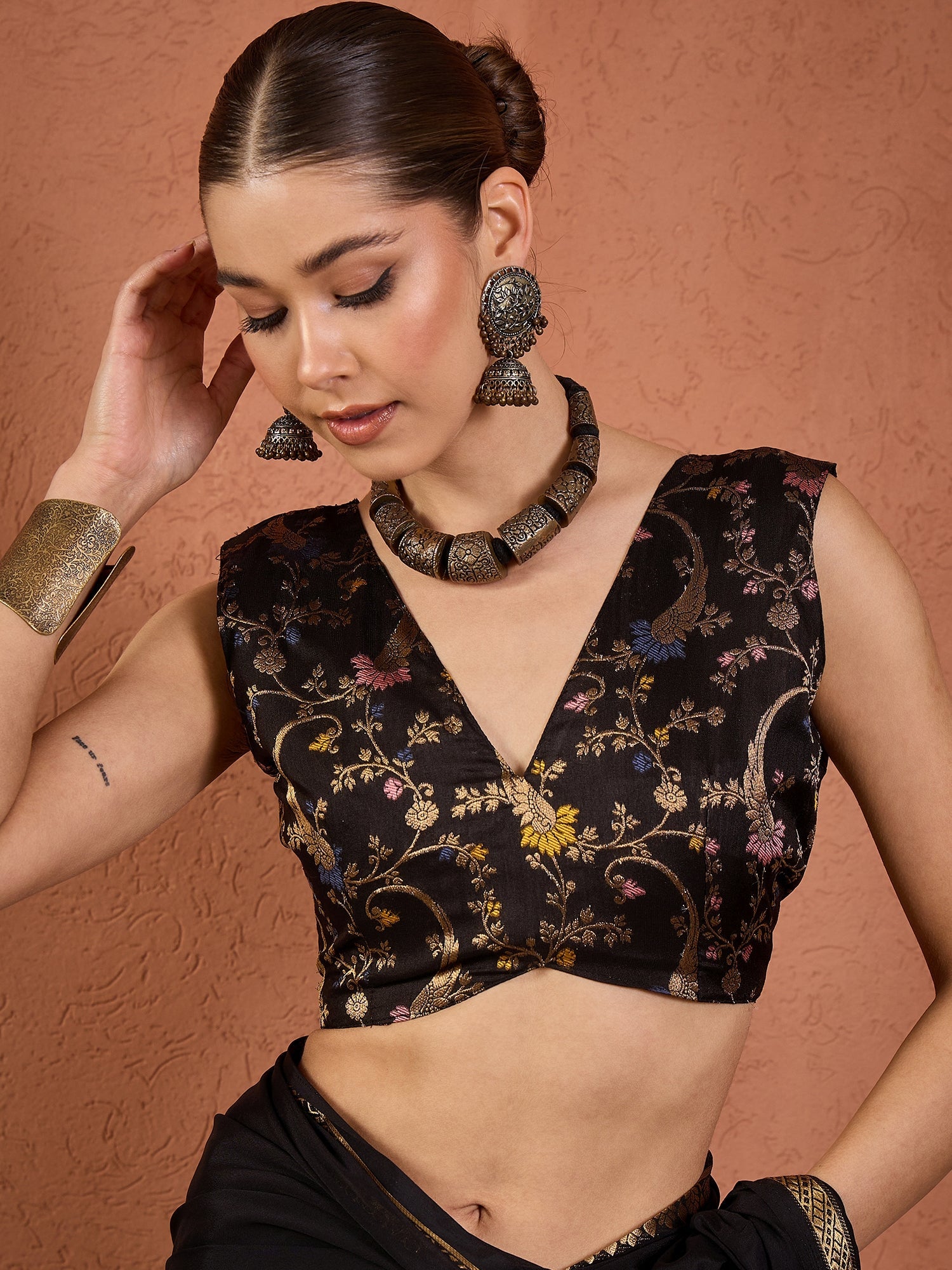 Black Mysore Silk Saree with Zari Border - Ressa
