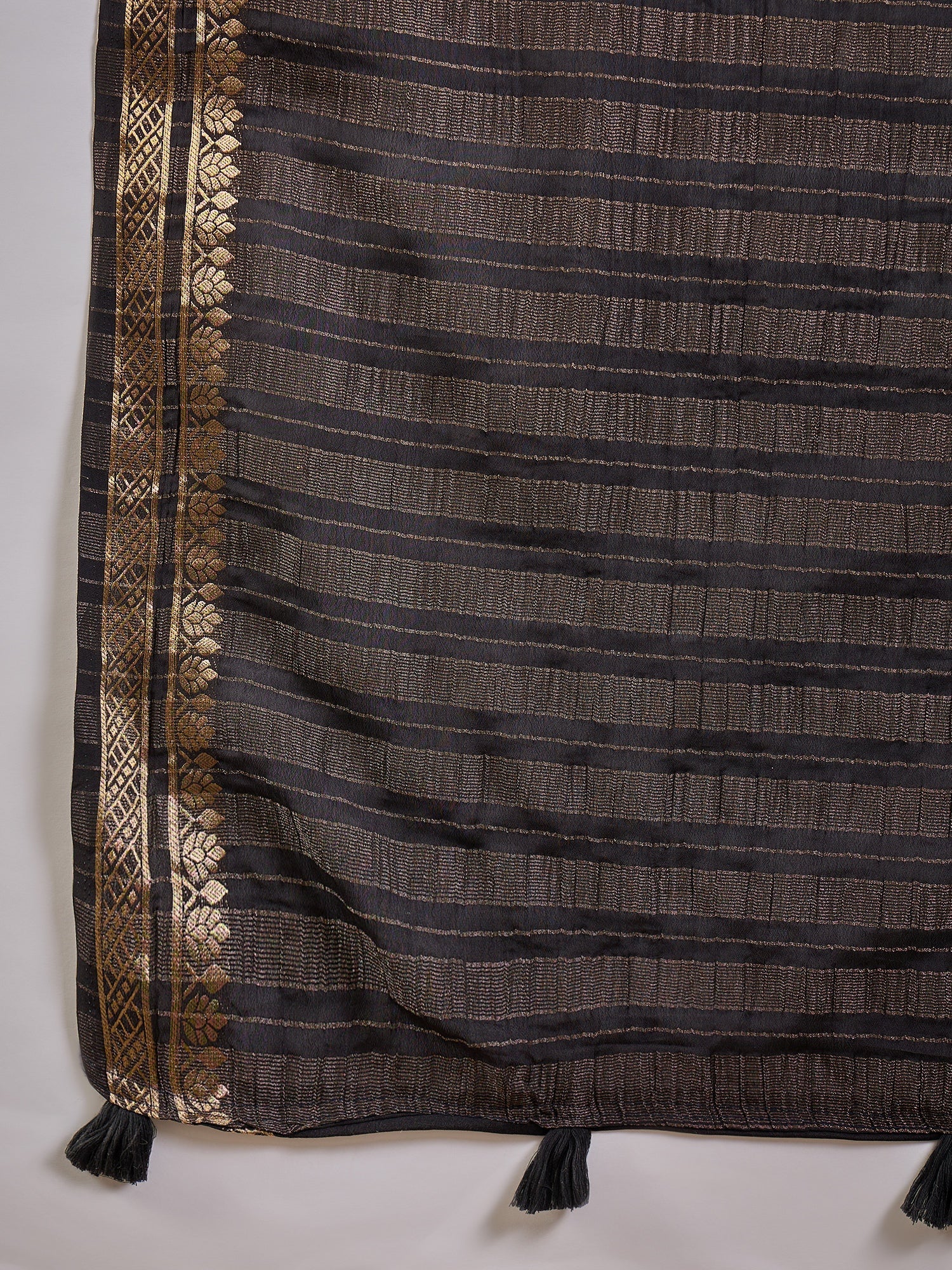 Black Mysore Silk Saree with Zari Border - Ressa