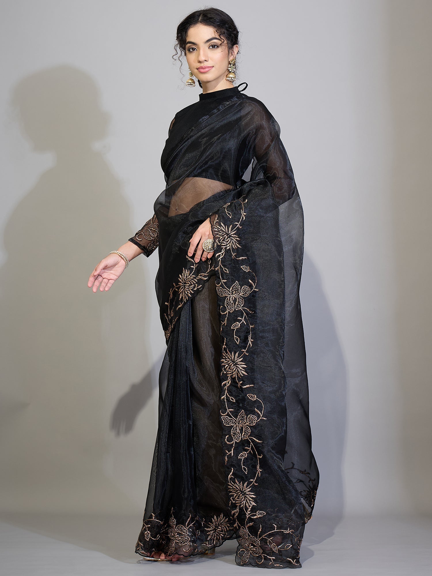 Black Organza Saree - Ressa