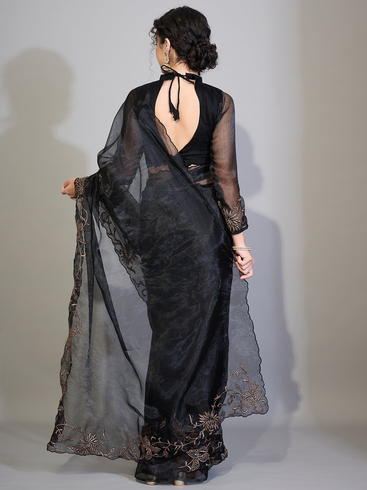 Black Organza Saree - Ressa