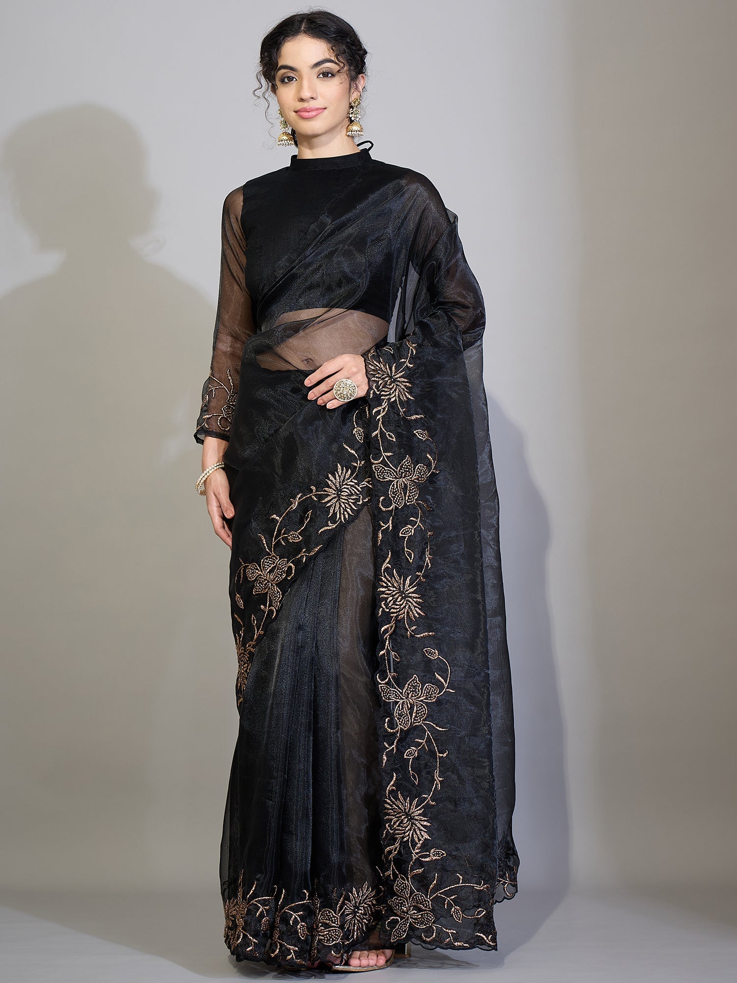 Black Organza Saree - Ressa