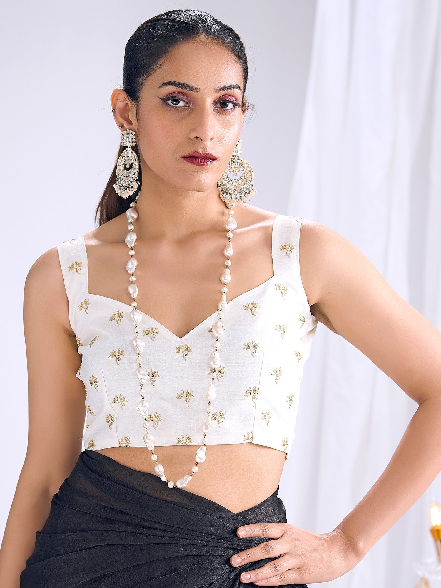 Black Organza Saree with Embroidered Blouse - Ressa
