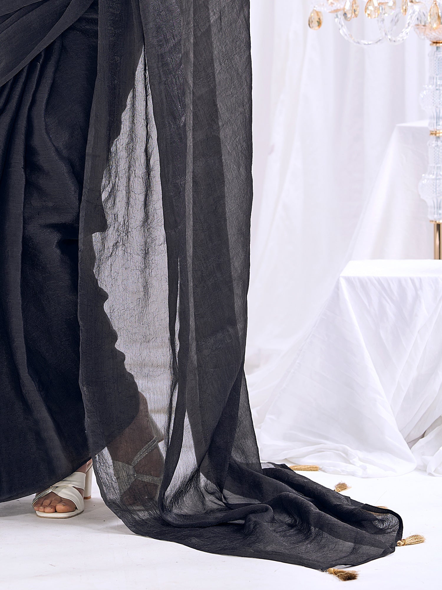 Black Organza Saree with Embroidered Blouse - Ressa