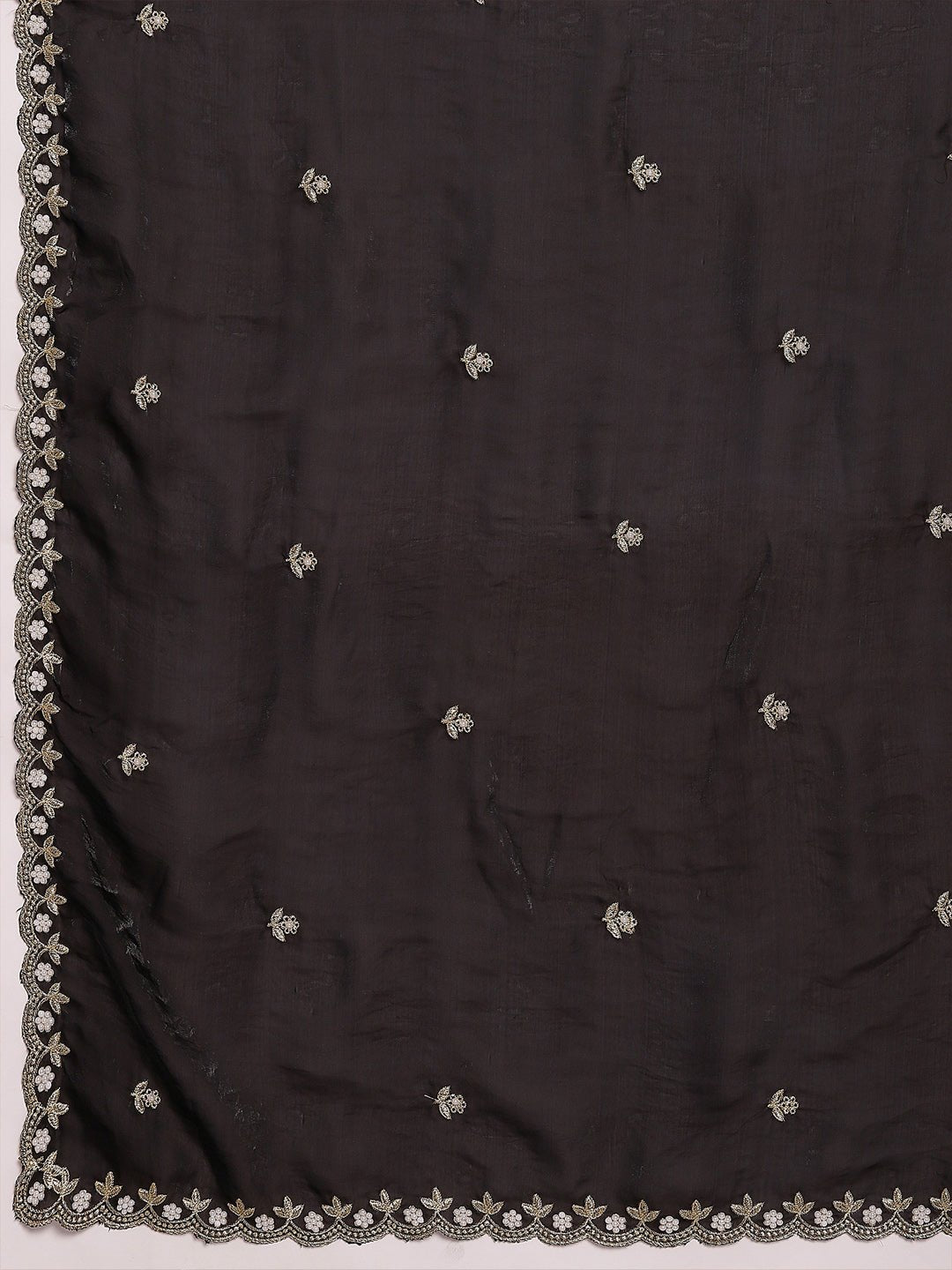 Black Satin Emblished Party Wear Saree - Ressa
