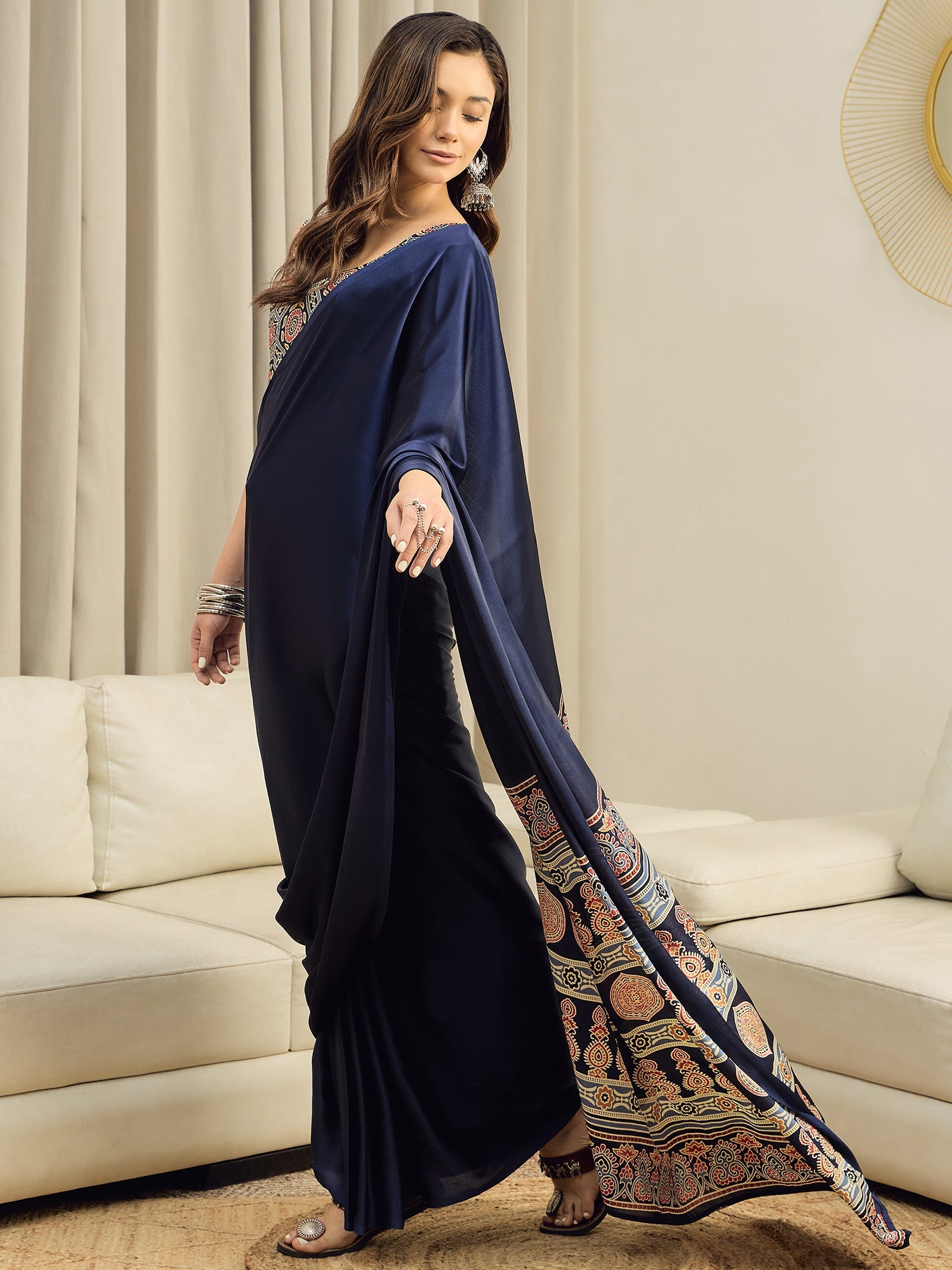 Black Satin-Silk Saree - Ressa