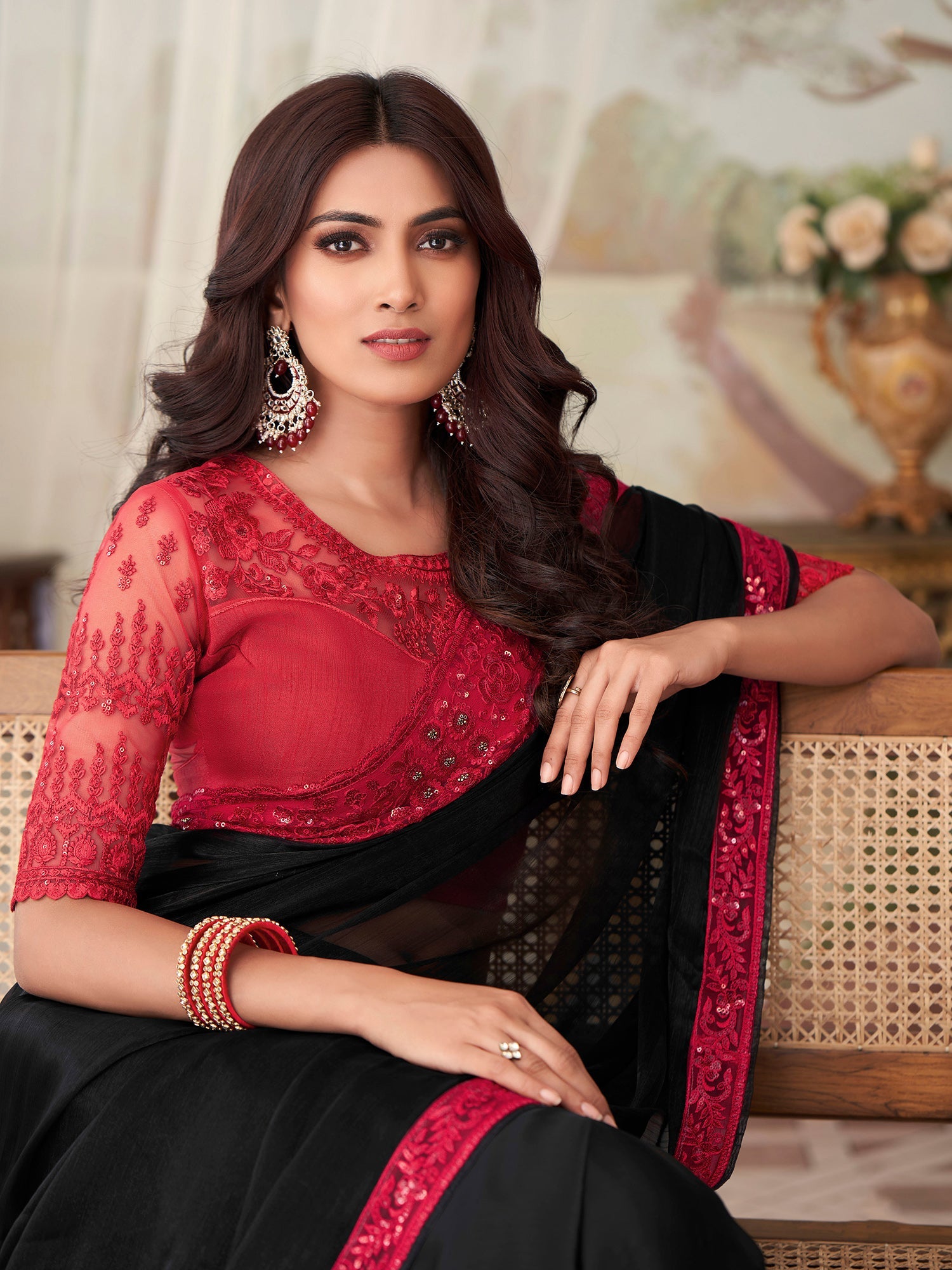 Black Silk Blend saree - Ressa
