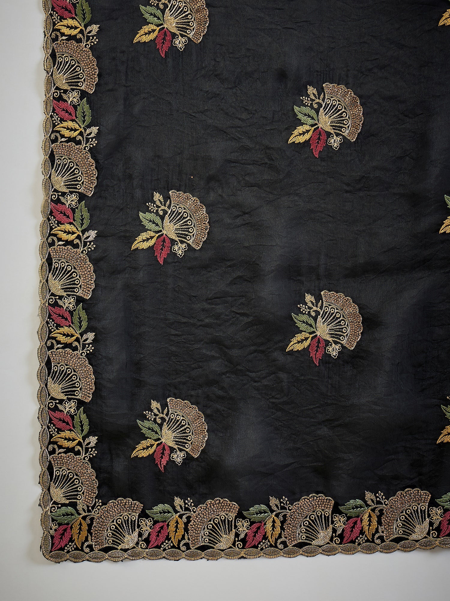 Black Tissue Silk Saree with Zari Stripes - Ressa