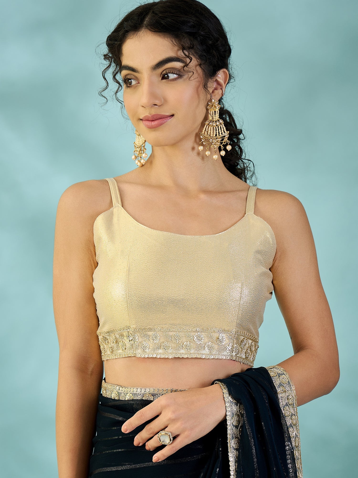 Black Tissue Silk Saree with Zari Stripes - Ressa
