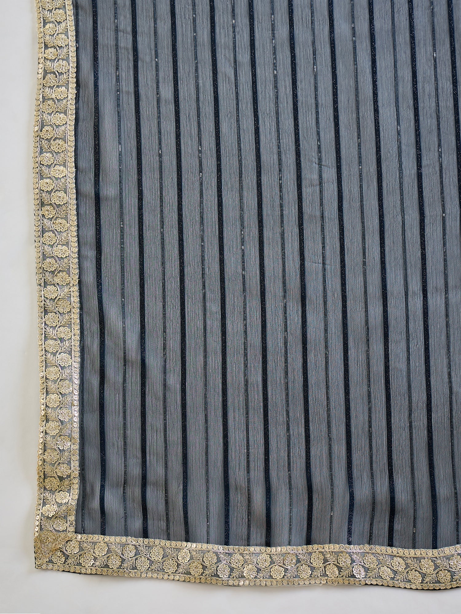 Black Tissue Silk Saree with Zari Stripes - Ressa