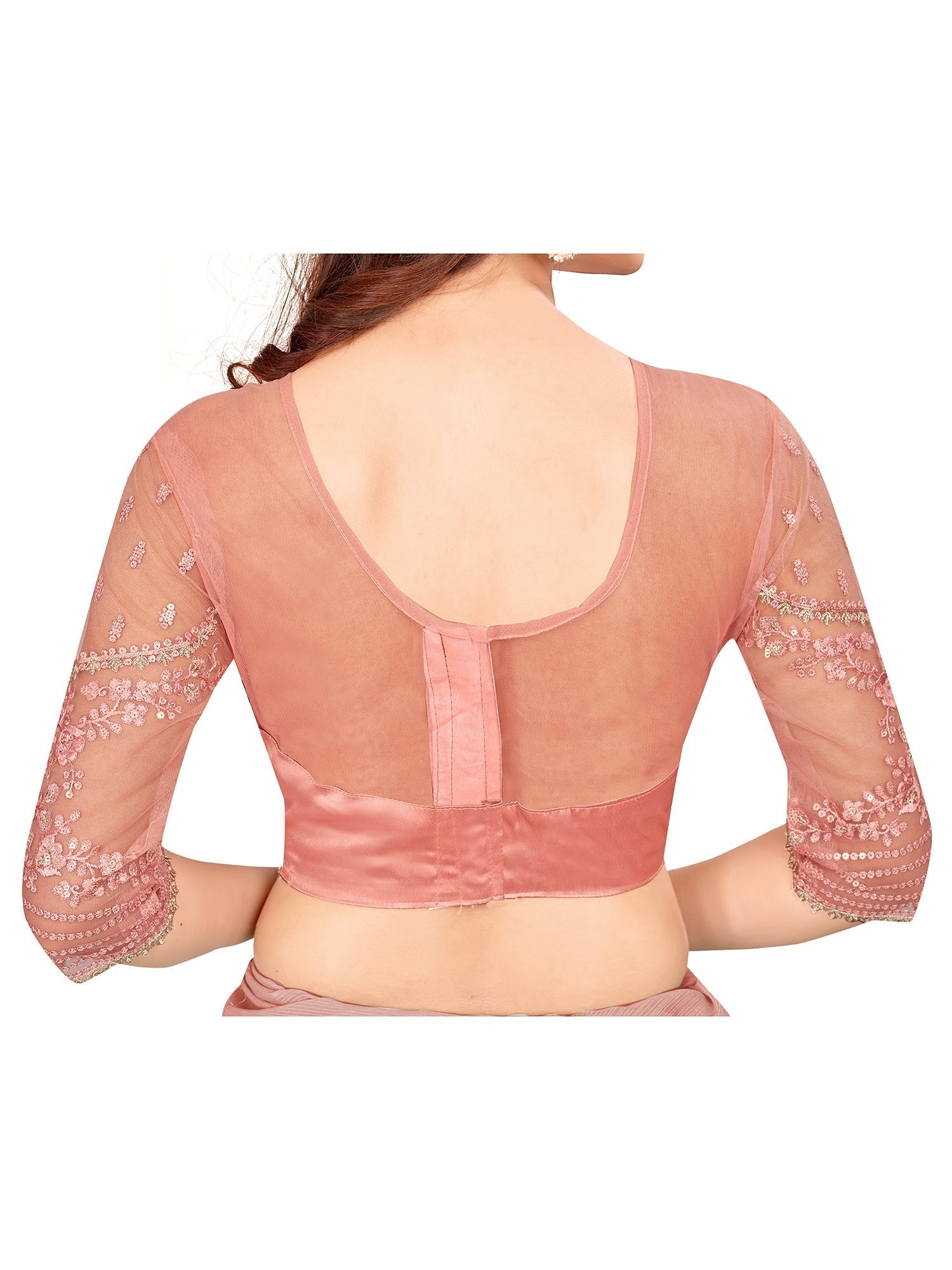 Black to Peach Ombre Embellished Saree - Ressa