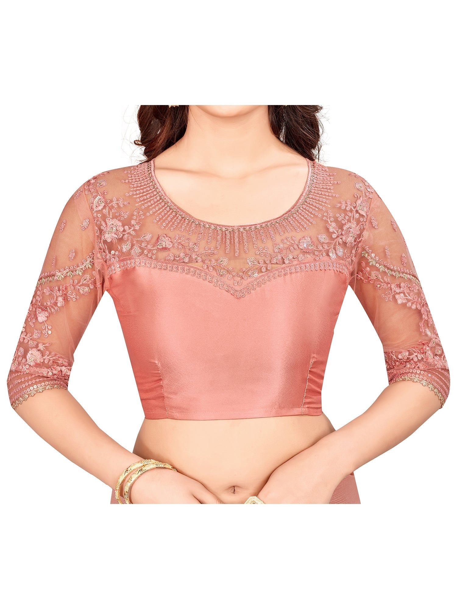 Black to Peach Ombre Embellished Saree - Ressa