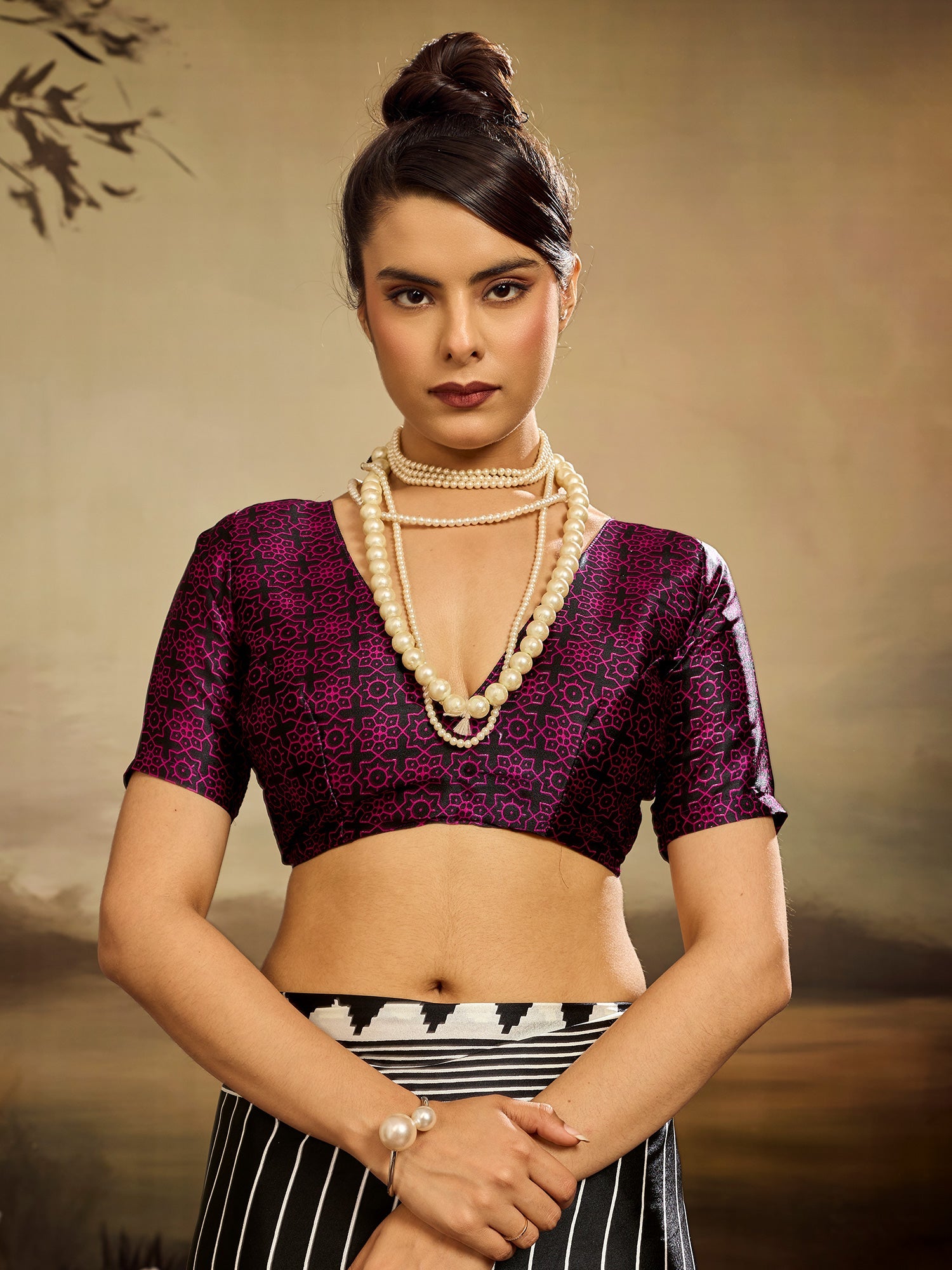 Black & White Striped Ikat Silk Saree - Ressa