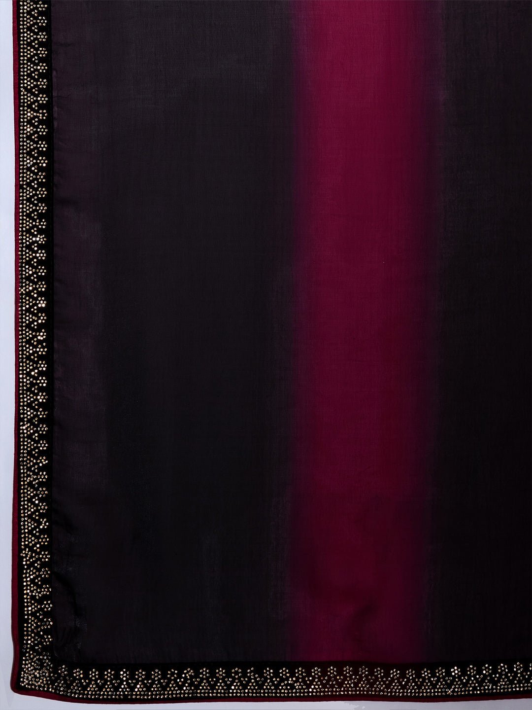 Black & Wine Polyester Ombre Dyed Embroidered Saree - Ressa