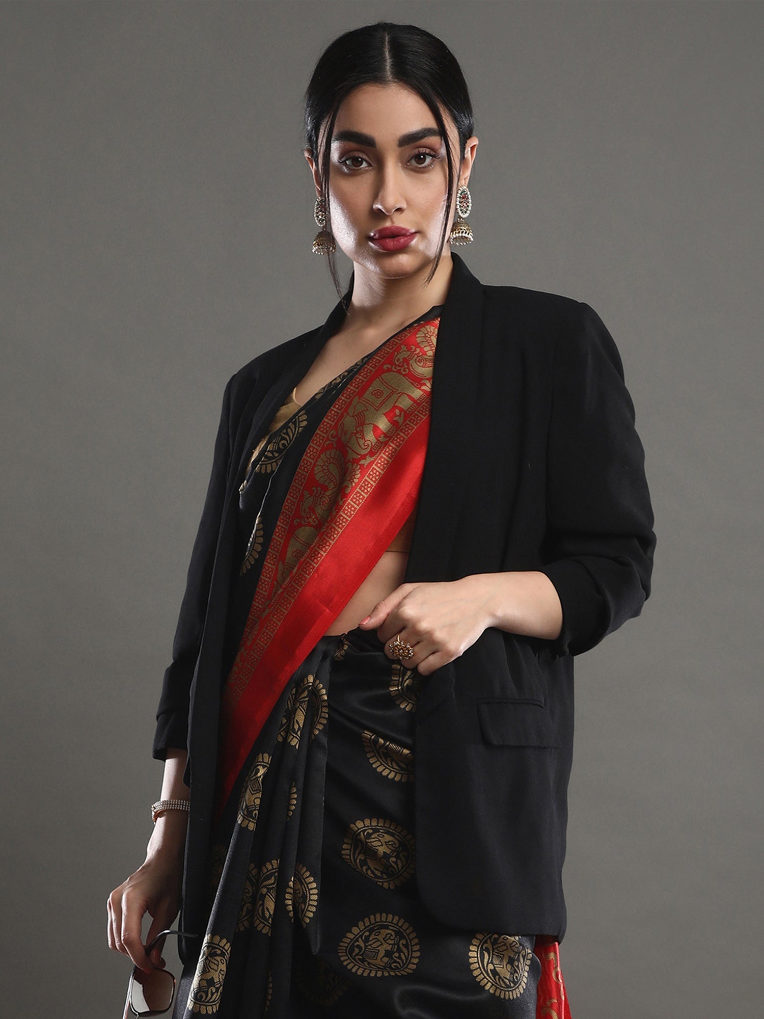 Black Woven Banarasi Silk Saree - Ressa