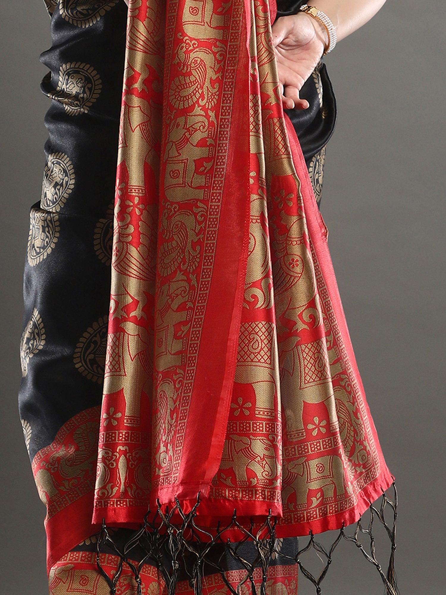 Black Woven Banarasi Silk Saree - Ressa