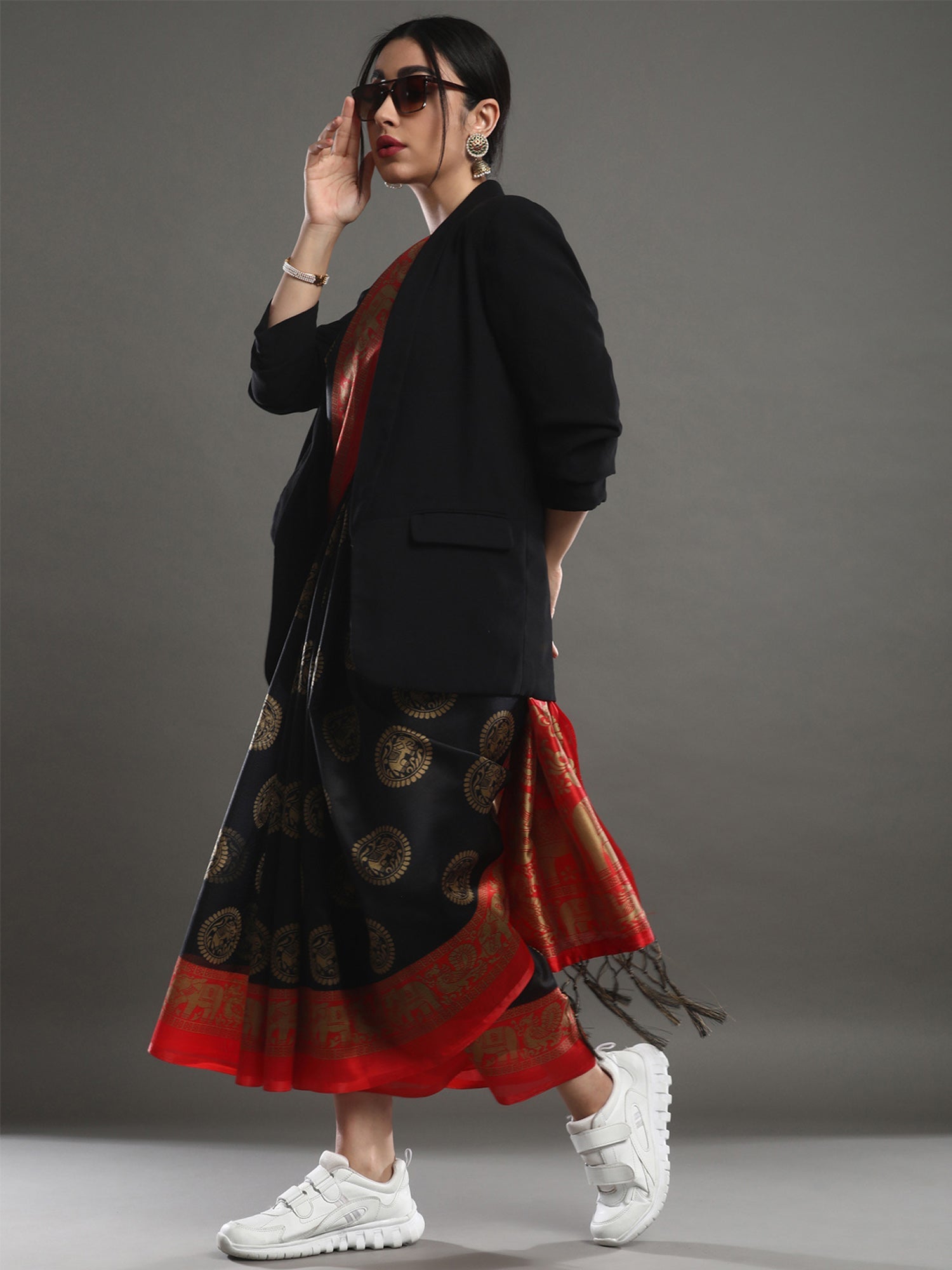 Black Woven Banarasi Silk Saree - Ressa