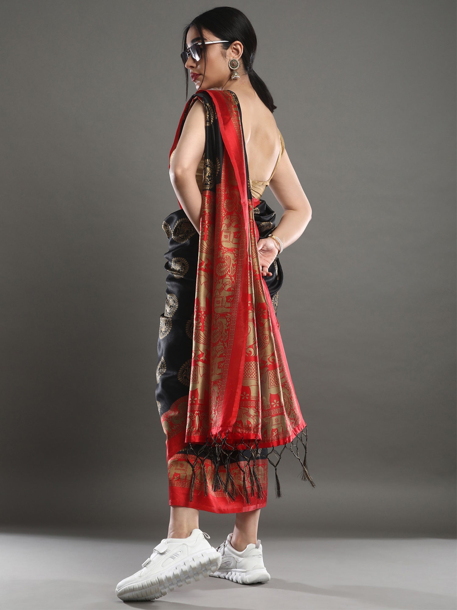Black Woven Banarasi Silk Saree - Ressa
