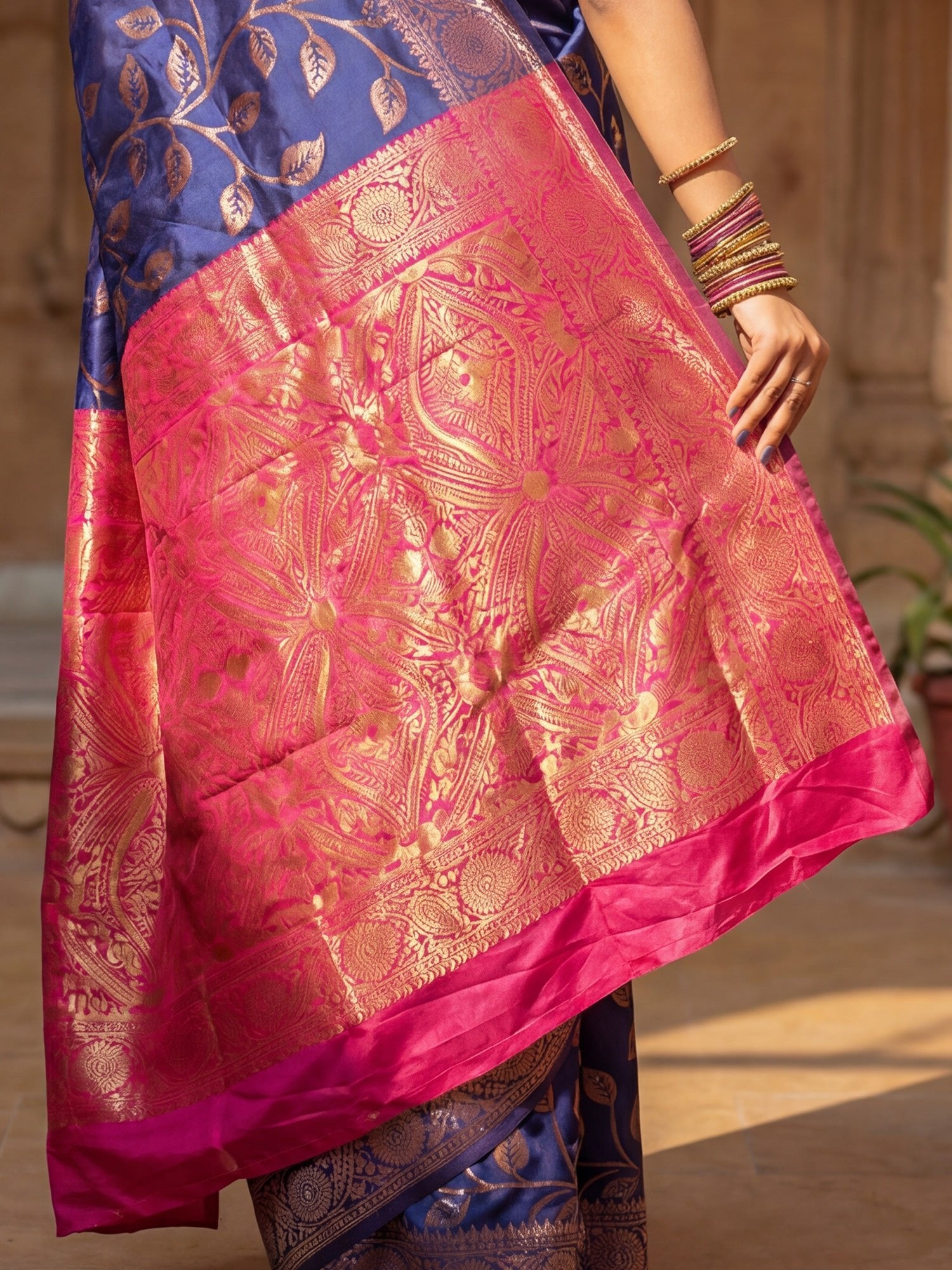 Blue Banarasi Pattern Saree - Ressa