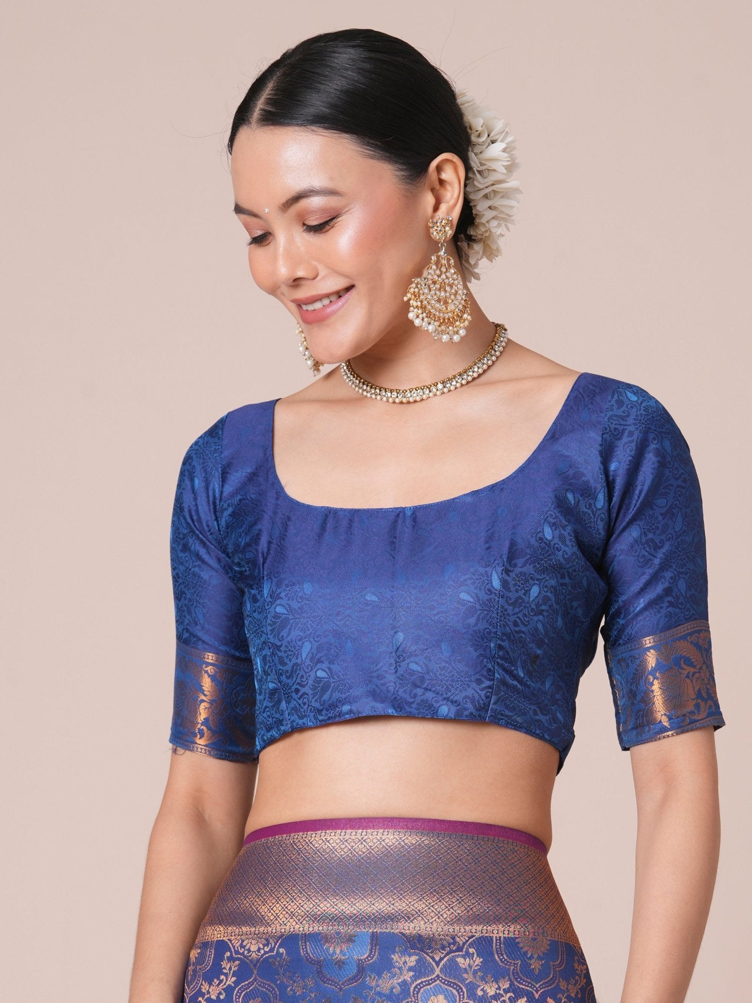 Blue Banarasi Silk Saree with Zari Weave - Ressa