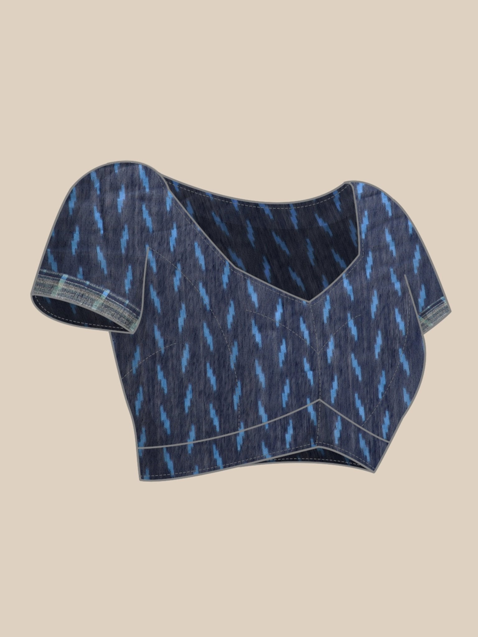 Blue Cotton Blend Saree - Ressa