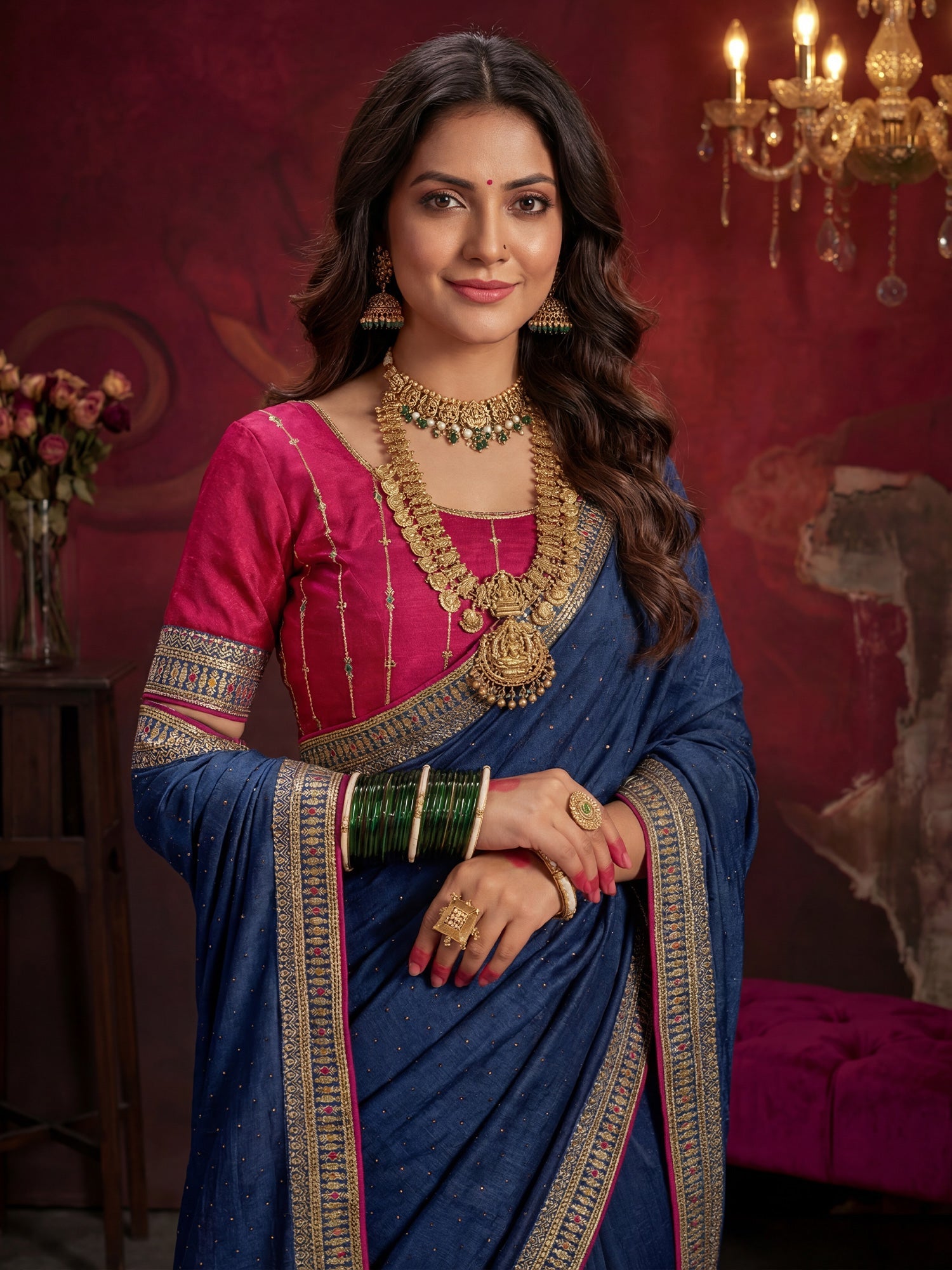 Blue Georgette Saree with Embroidered Border - Ressa