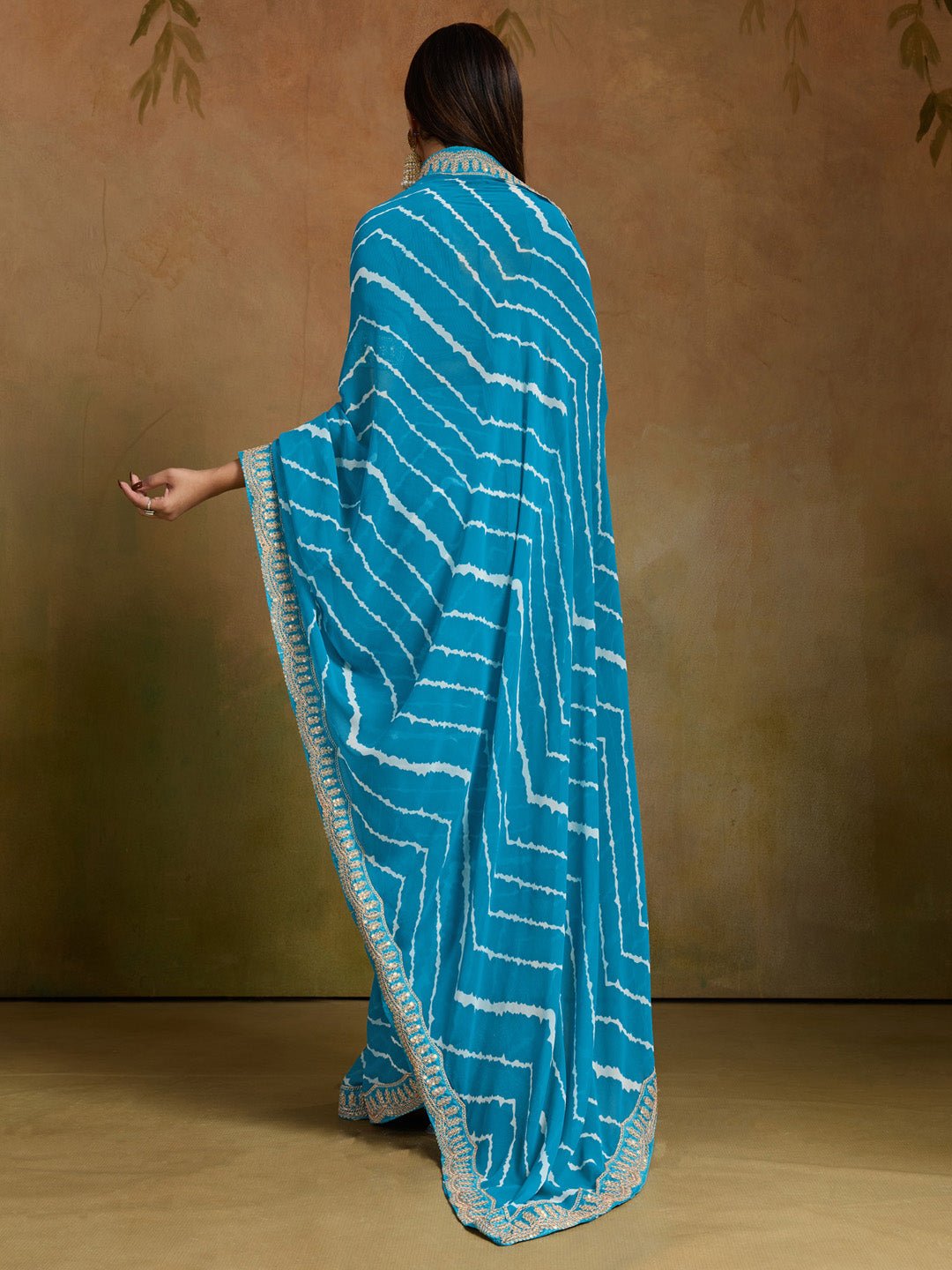 Blue Leheriya Georgette Saree - Ressa