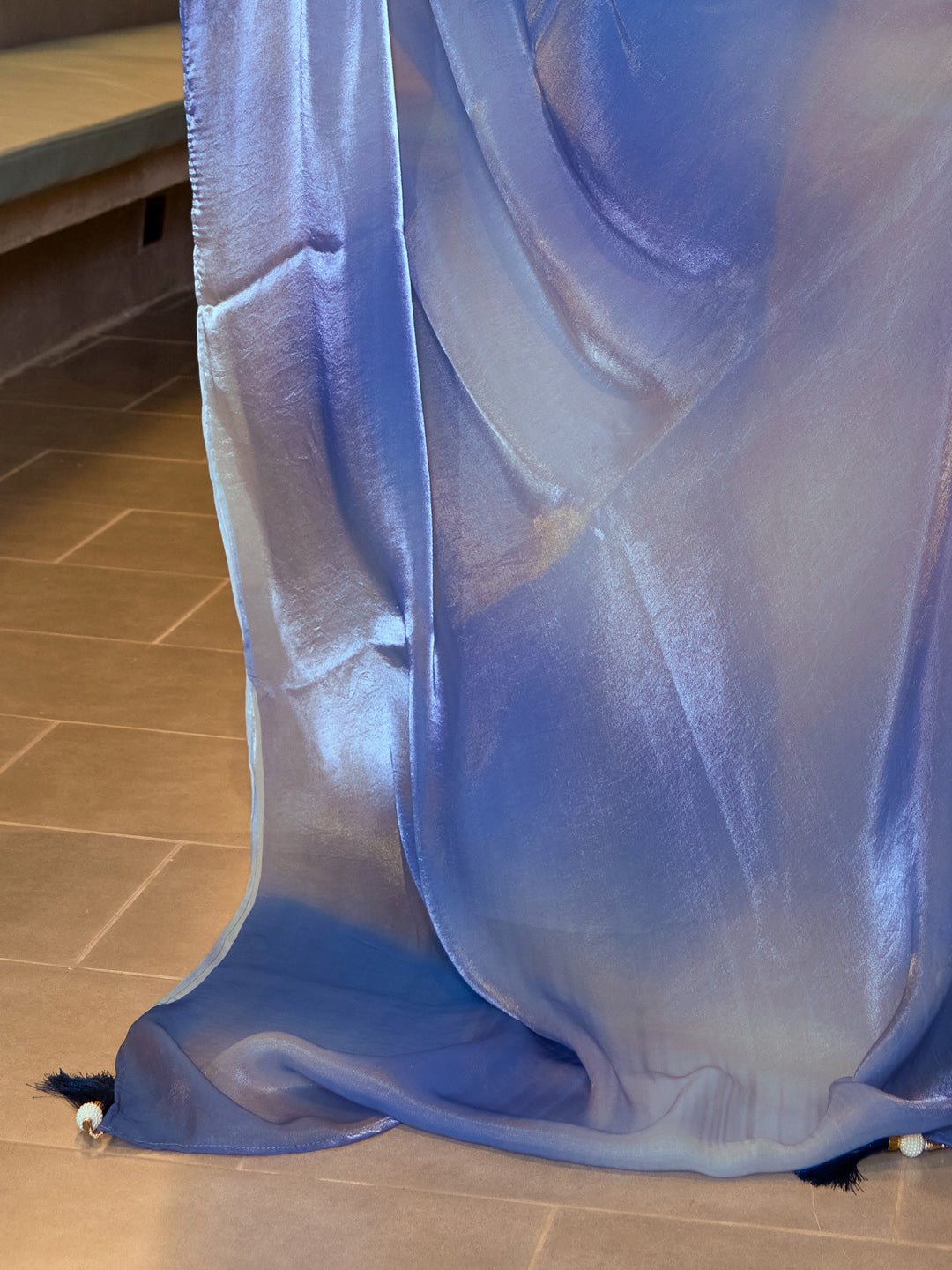 Blue Ombre Polyester Metallic Sheen saree - Ressa