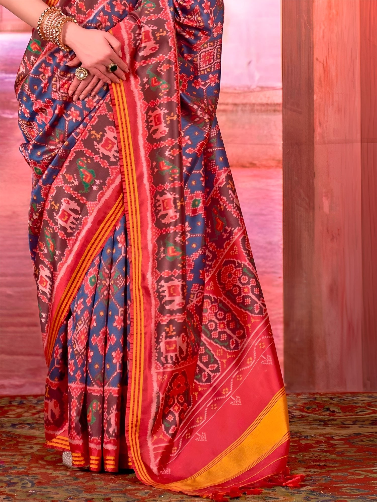 Blue Patola Silk Saree with Traditional Motifs - Ressa