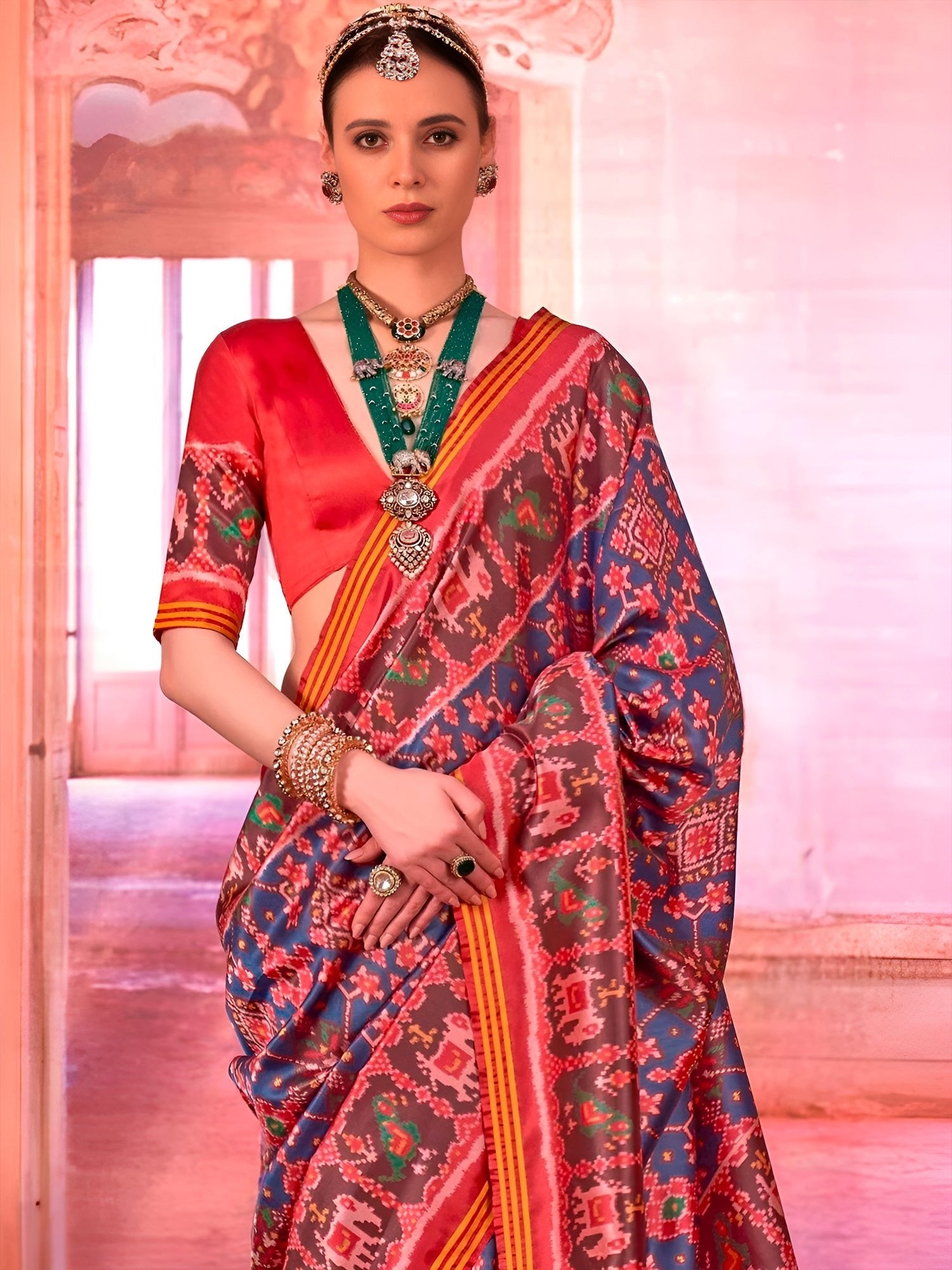Blue Patola Silk Saree with Traditional Motifs - Ressa