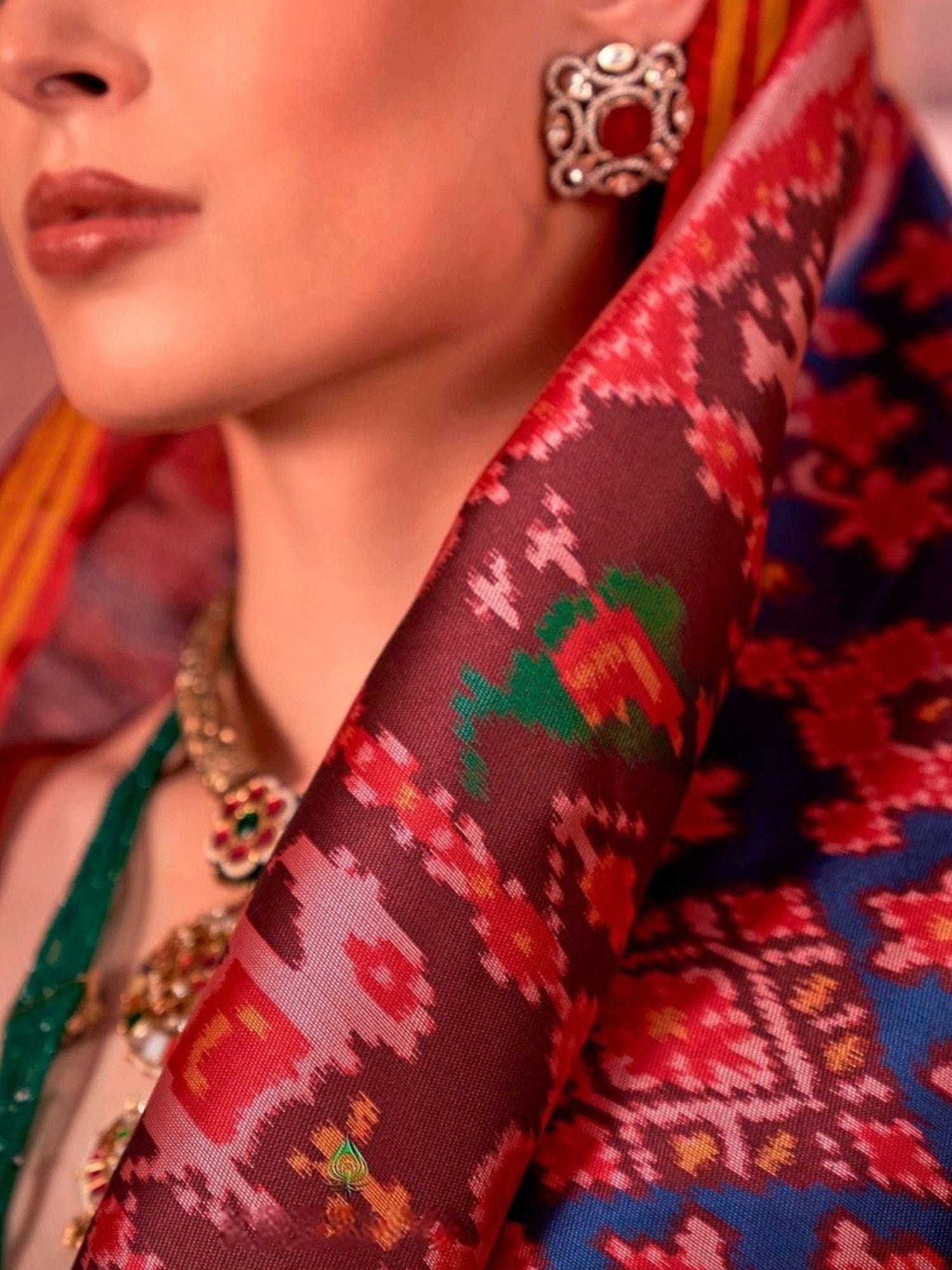 Blue Patola Silk Saree with Traditional Motifs - Ressa