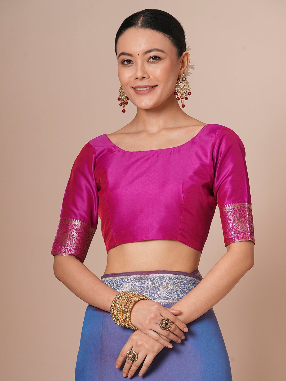 Blue-Purple Banarasi Pure Silk Saree - Ressa