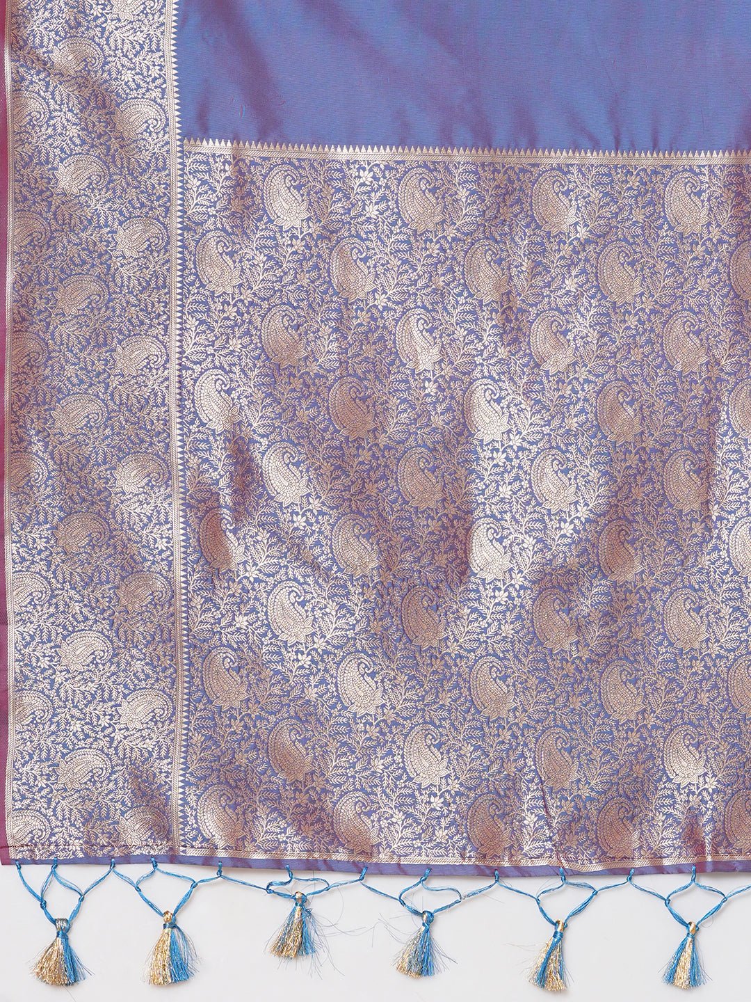 Blue-Purple Banarasi Pure Silk Saree - Ressa