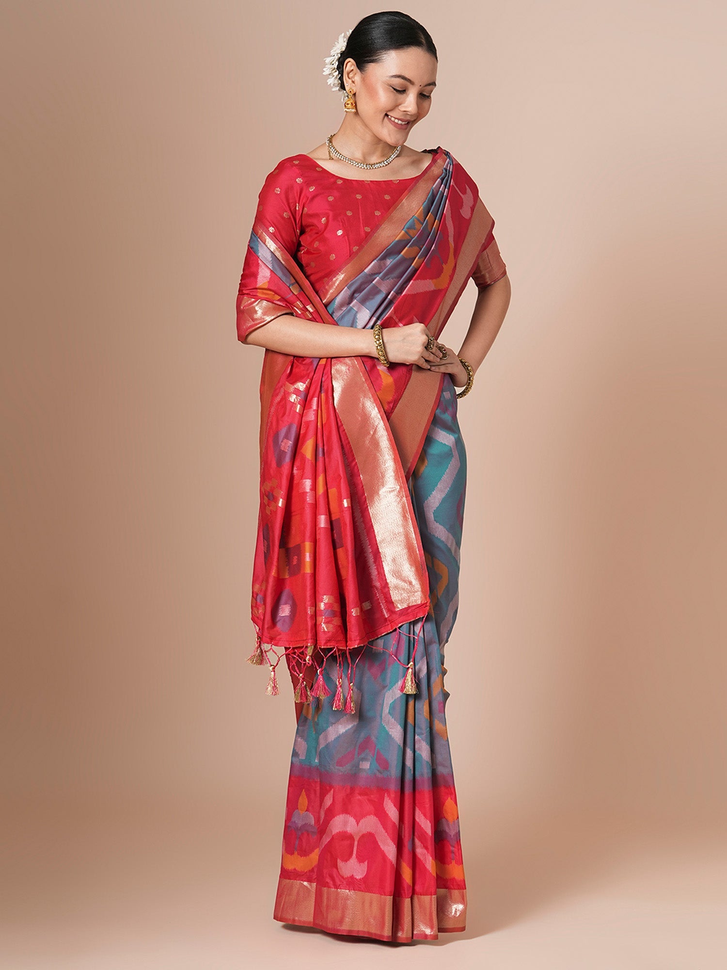 Blue Silk Blend Banarsi Silk Saree - Ressa