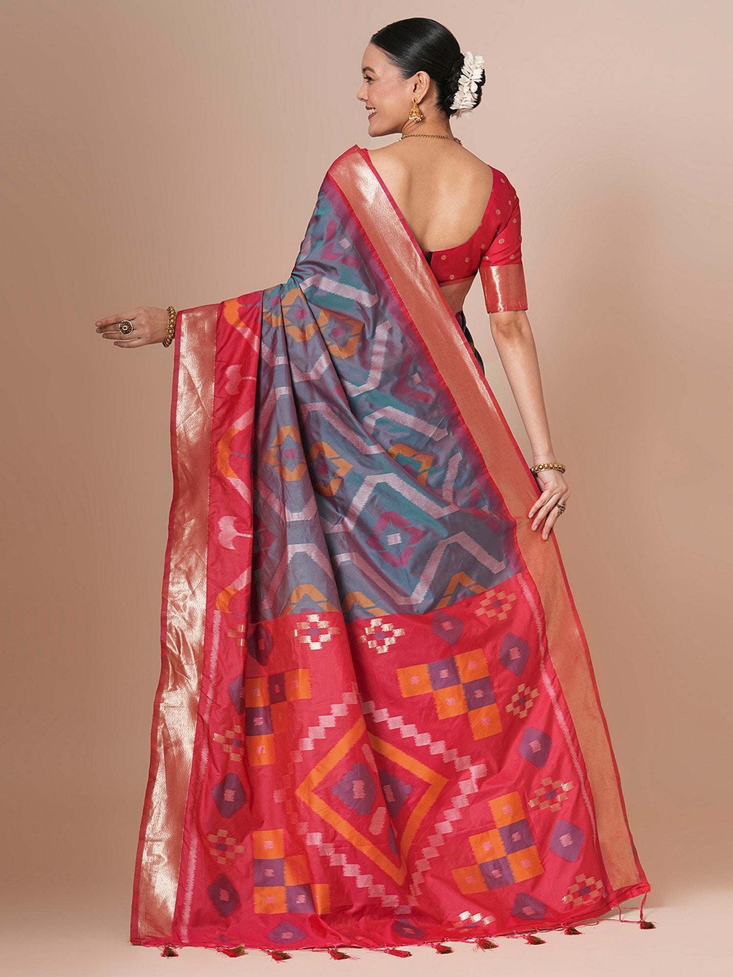 Blue Silk Blend Banarsi Silk Saree - Ressa