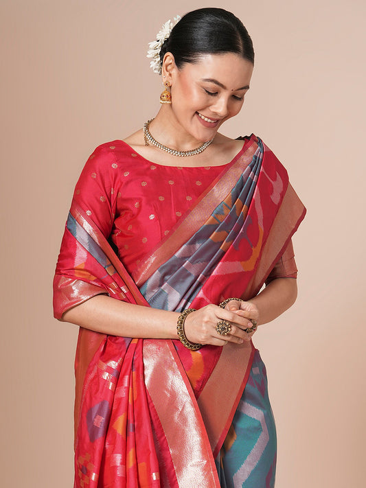 Blue Silk Blend Banarsi Silk Saree - Ressa