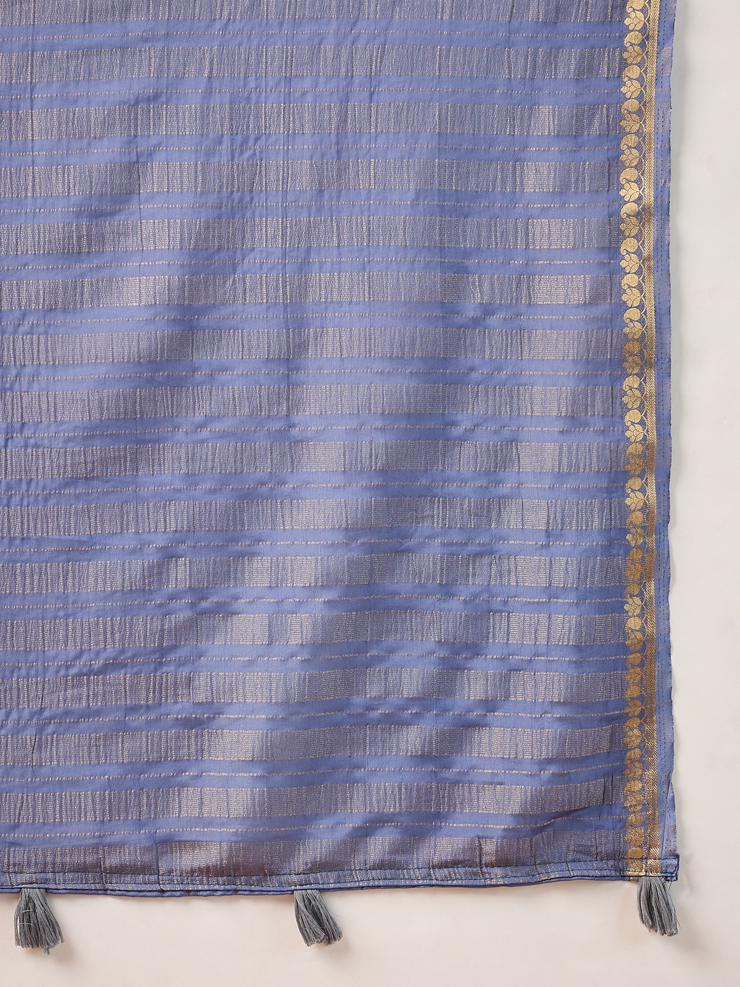 Blue Silk Blend Saree with Zari Border & Brocade Blouse - Ressa