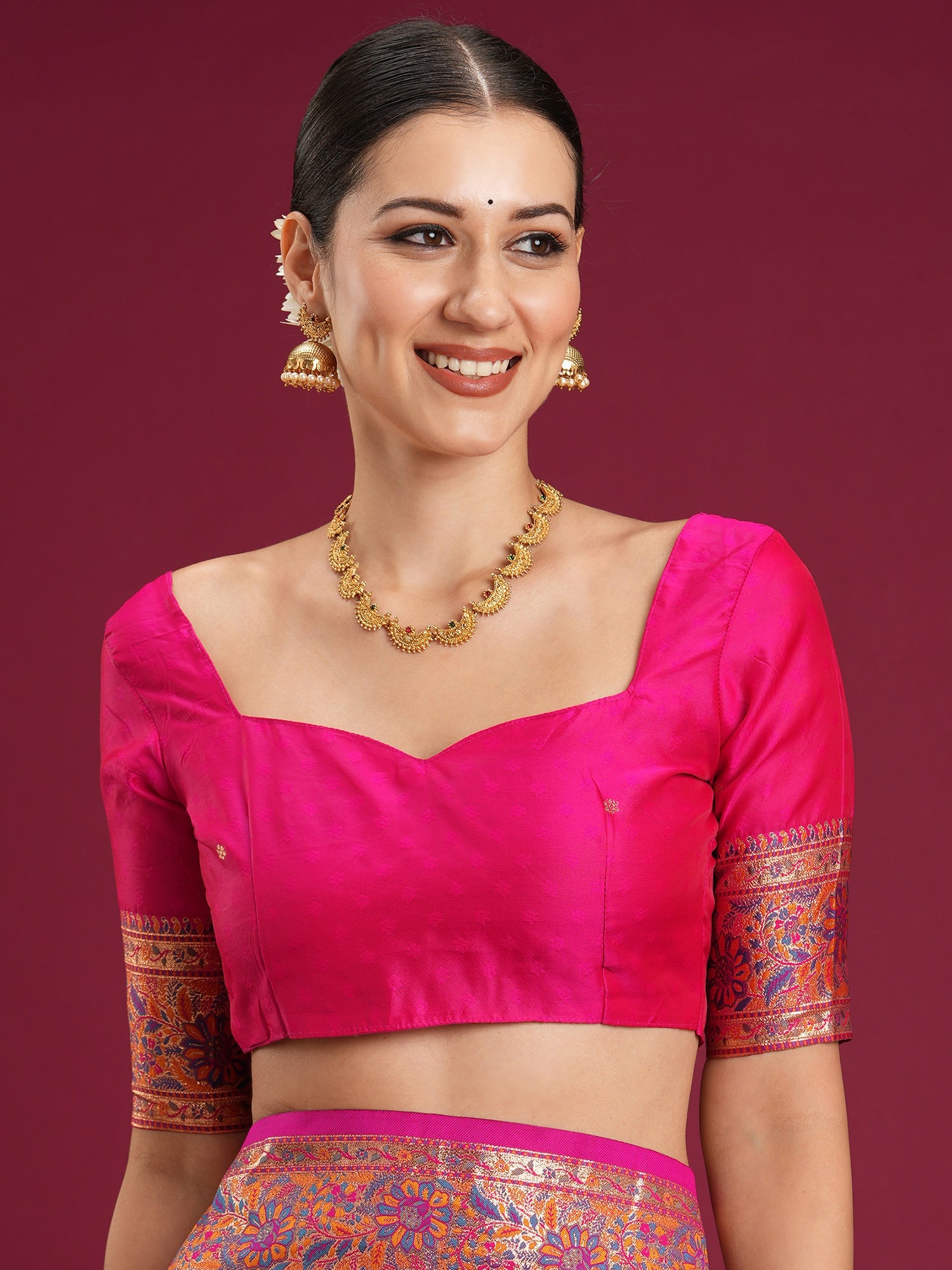 Blue Silk Saree with Floral Jaal - Ressa