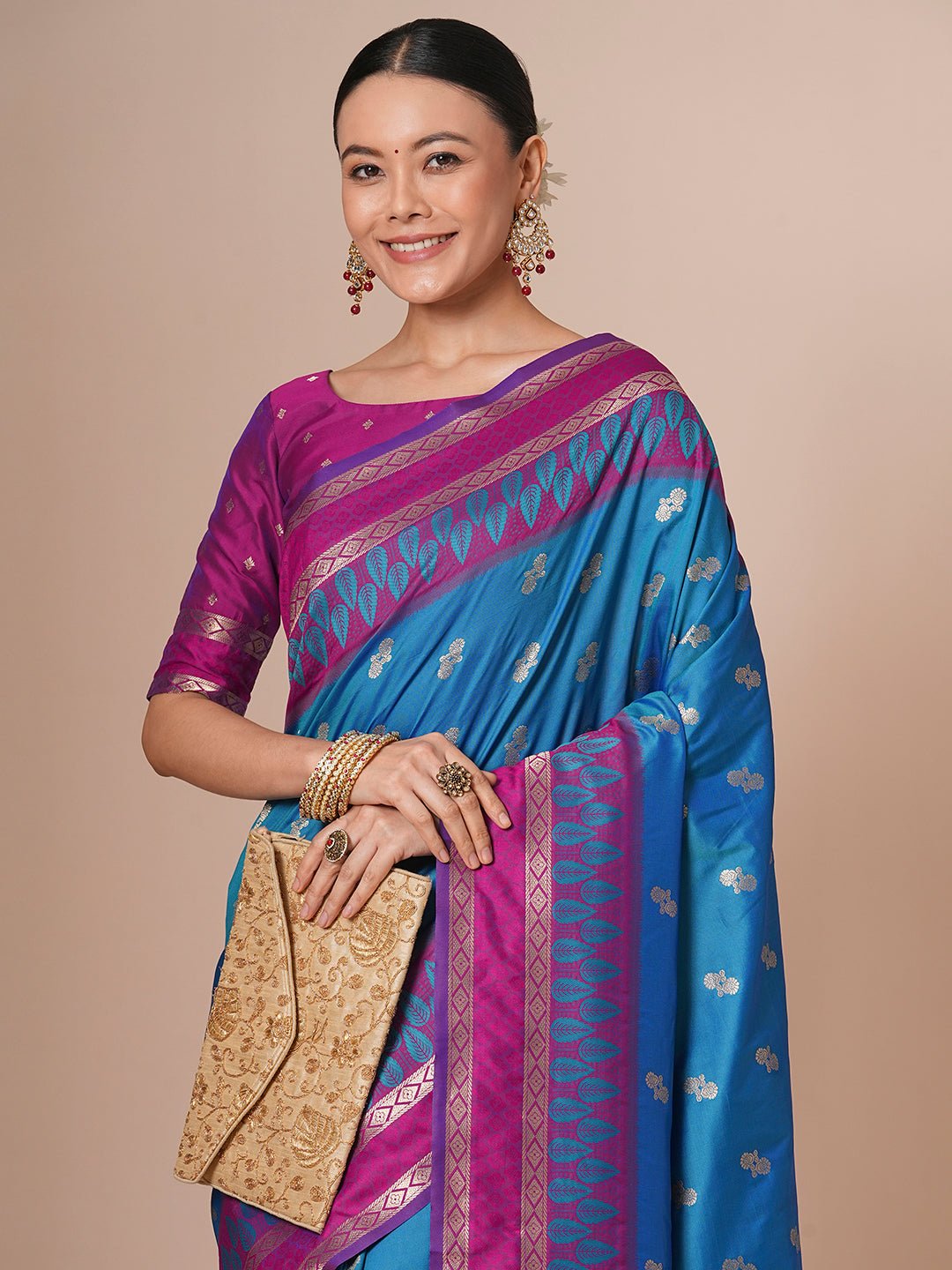 Blue Silk Zari Woven Saree - Ressa