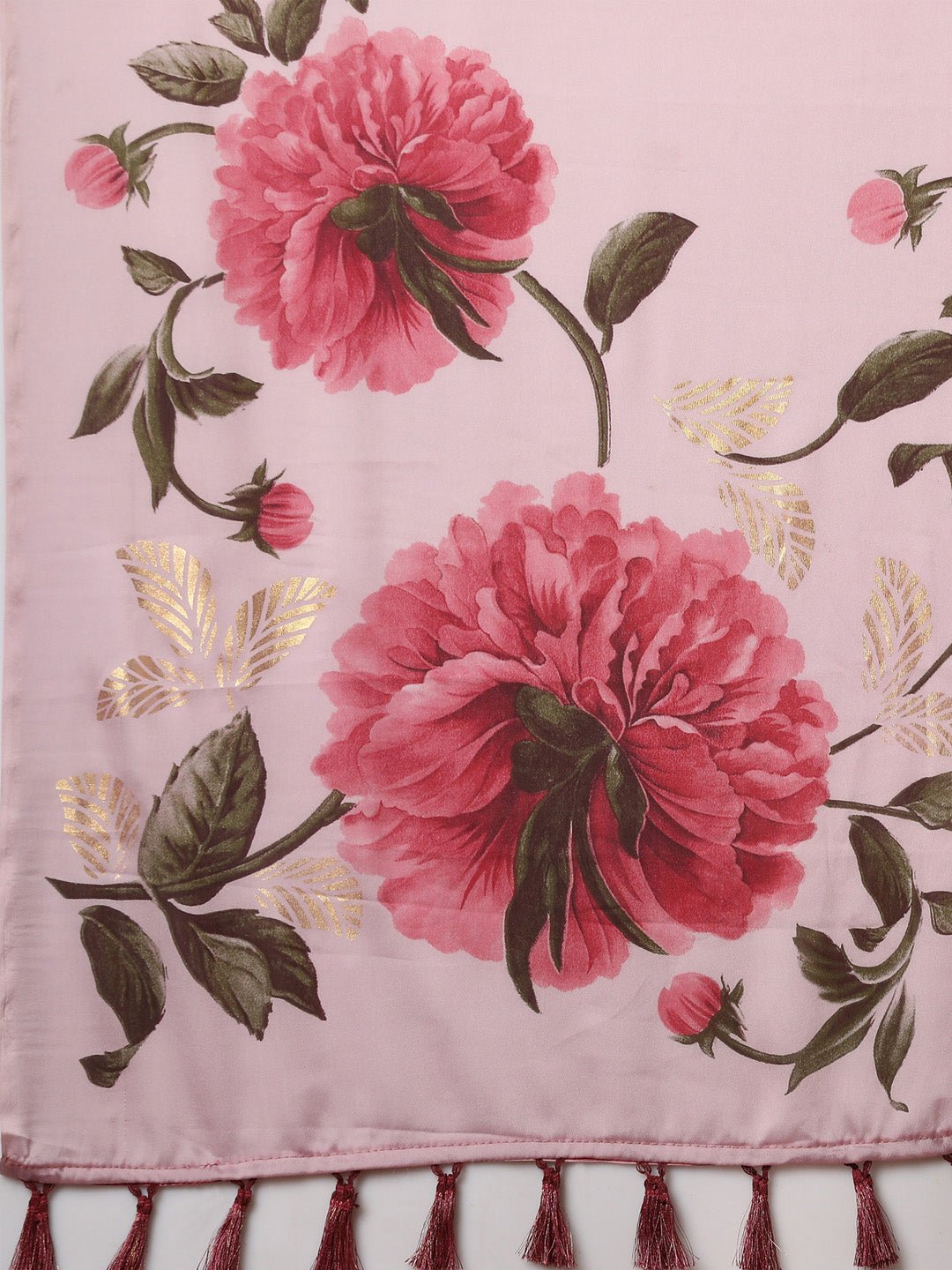 Blush Pink Georgette Saree with Oversized Peony Print - Ressa
