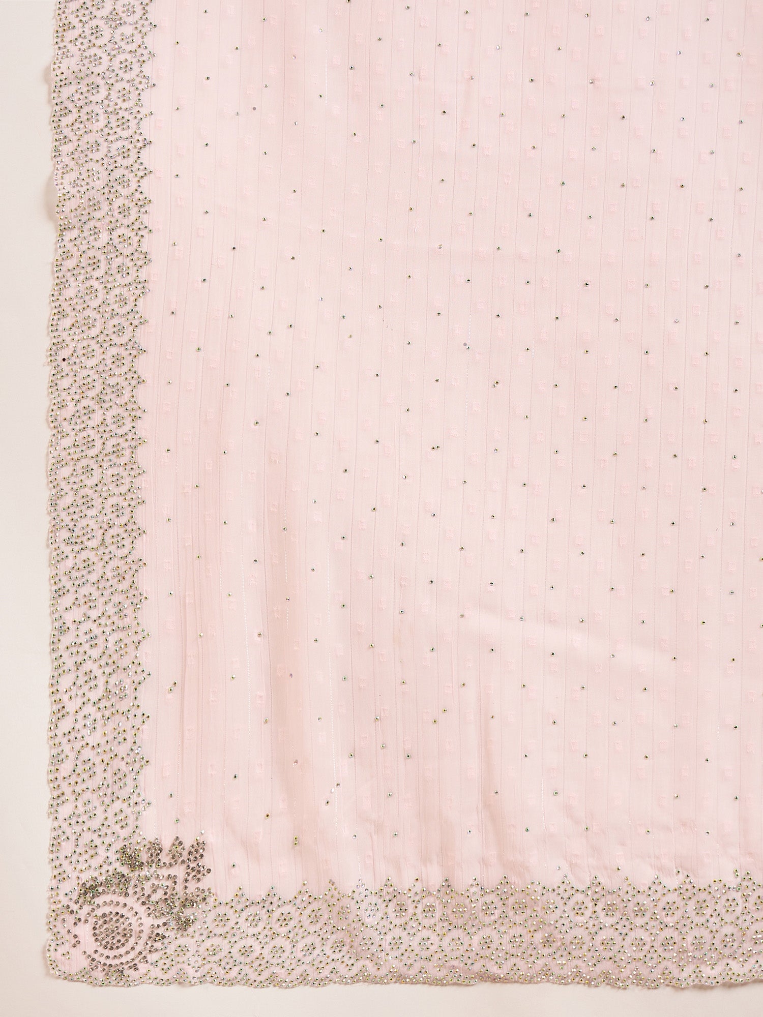 Blush Pink Georgette Sequin Embroidery Saree - Ressa