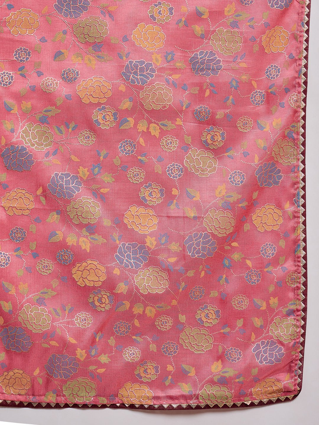 Blush Pink Silk Saree with Multicoloured Floral Jaal - Ressa